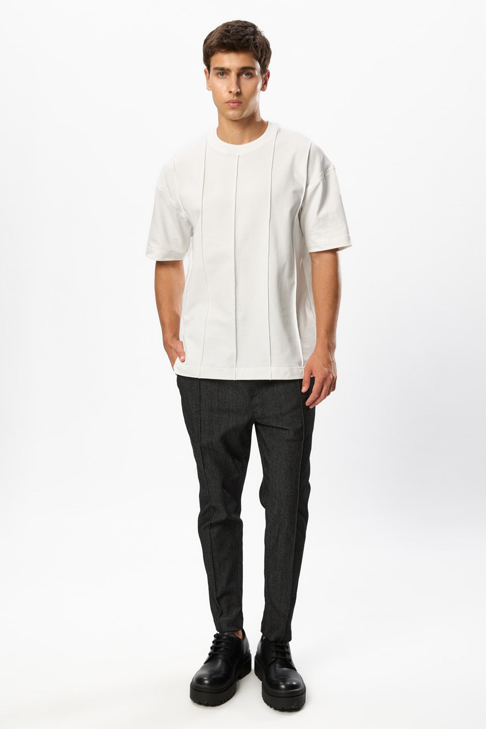 Tricou Off-White  cu cusaturi Linea 
