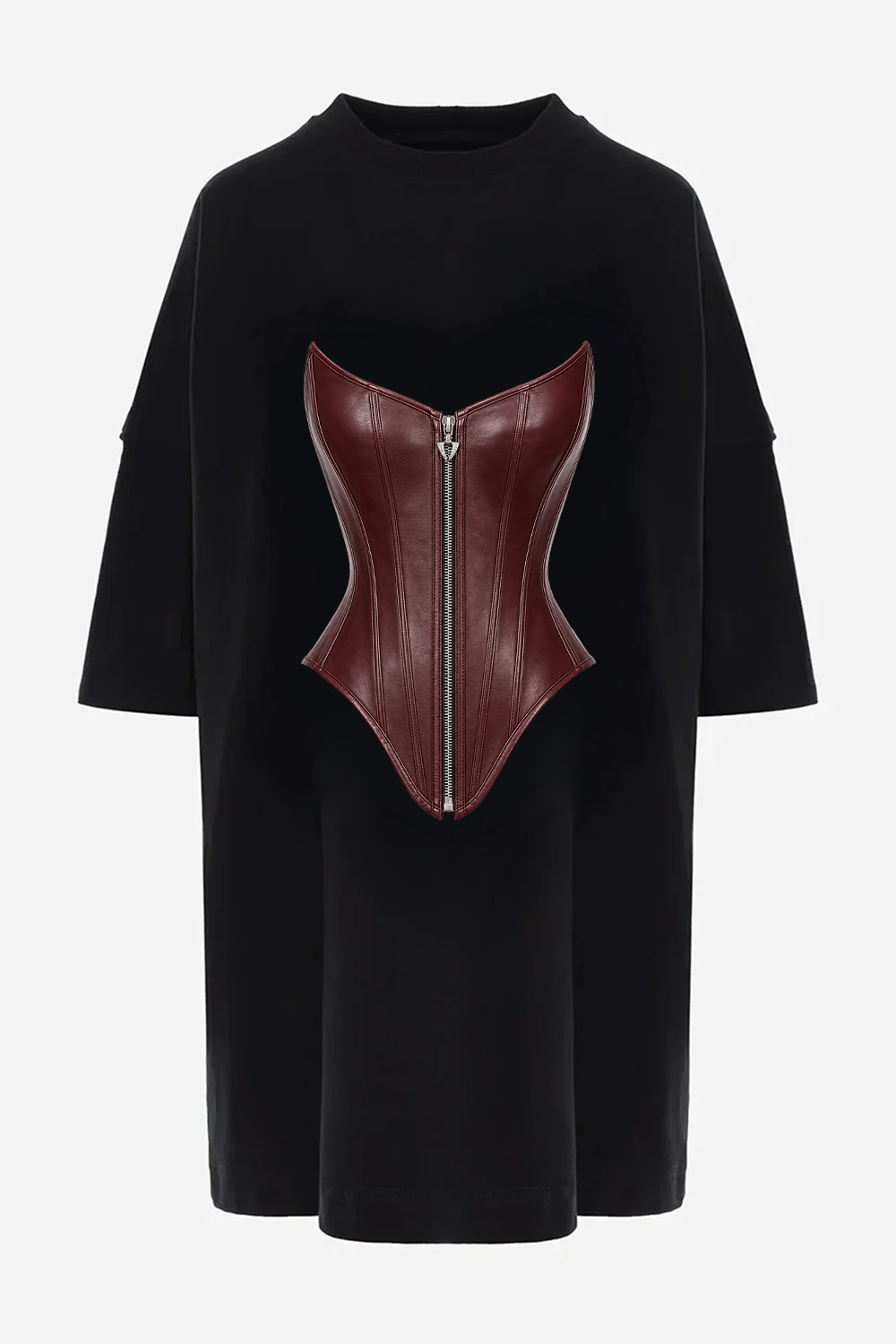 Rochie neagra cu imprimeu Burgundy Corset