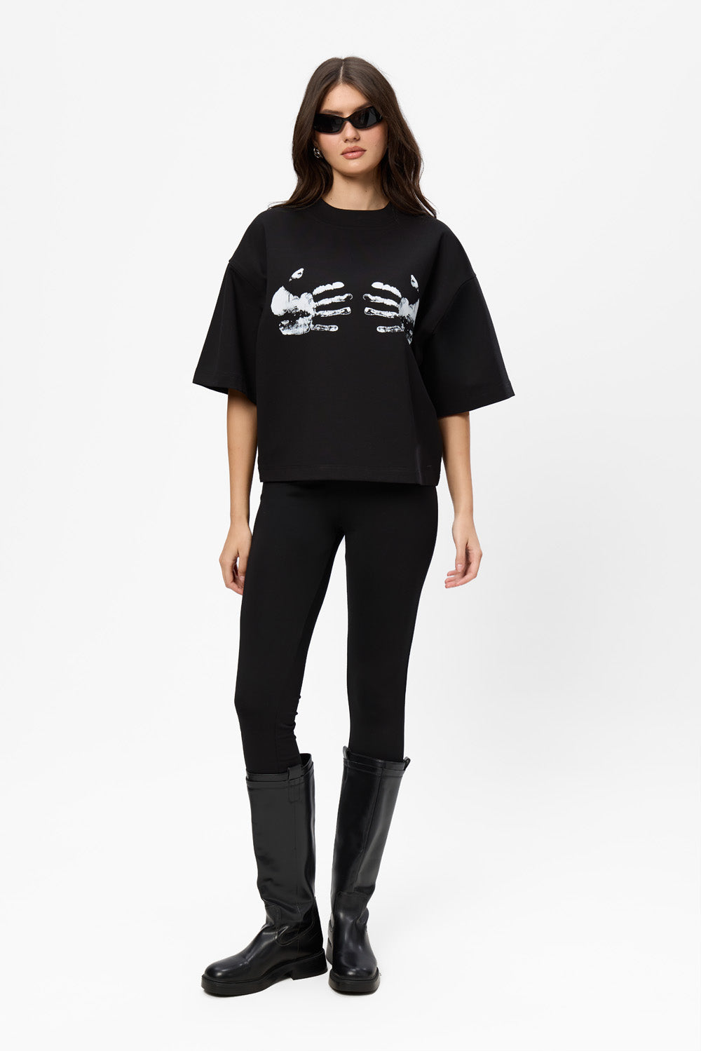 Hands Bra printed Black T-Shirt