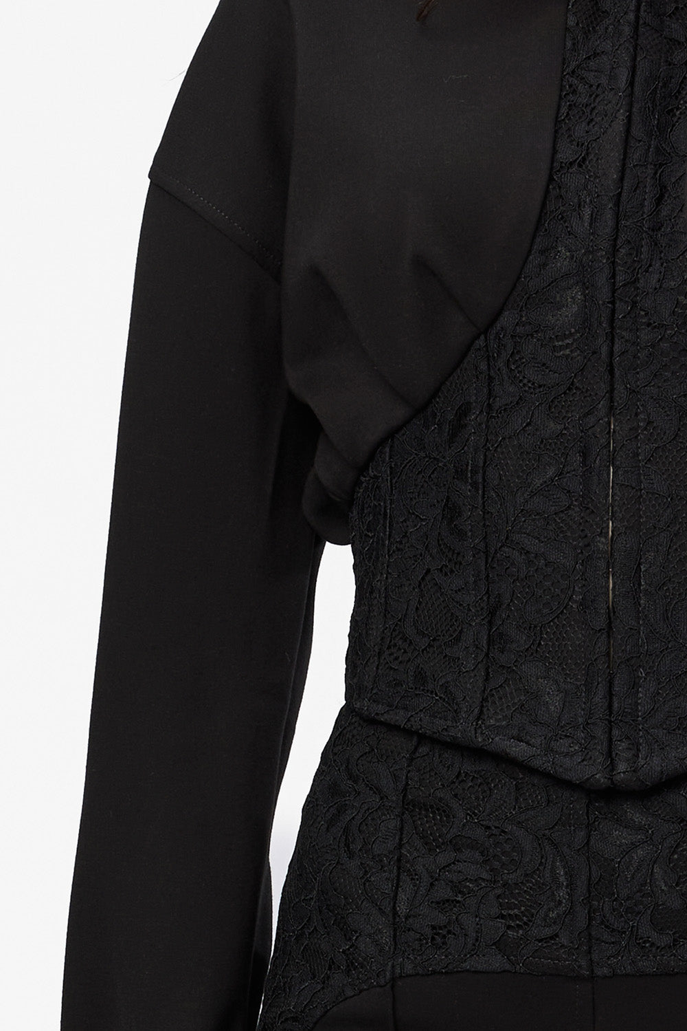 Hanorac negru cu corset din dantela Karol