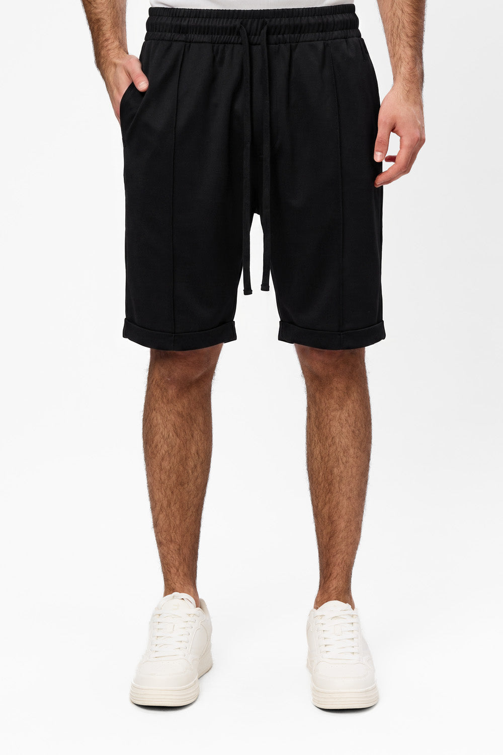 Pantaloni scurti negri din Stofa Thomas