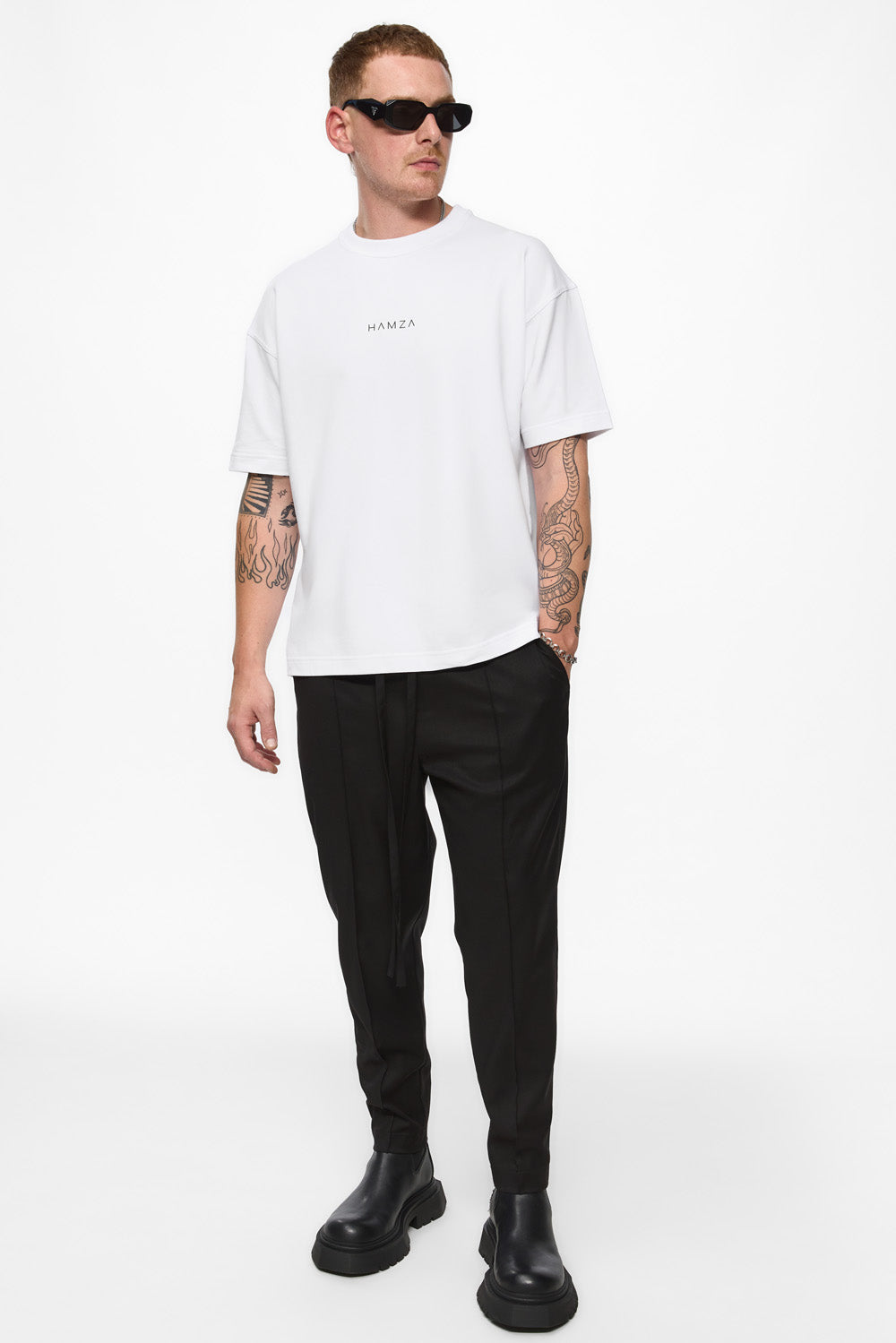 Tricou alb de barbati Ryiad de la Hamza. White Tshirt Ryiad for men from Hamza