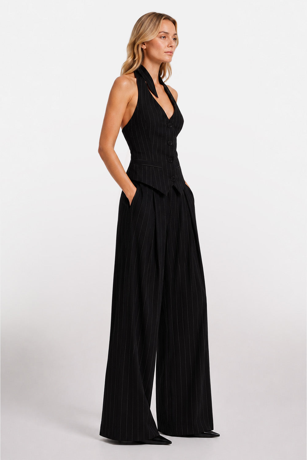 Kimi black cloth with stripes Vest