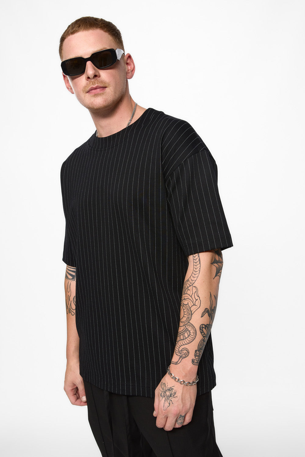 Tricou negru de barbati Striped de la Hamza. Black Tshirt for men Striped 