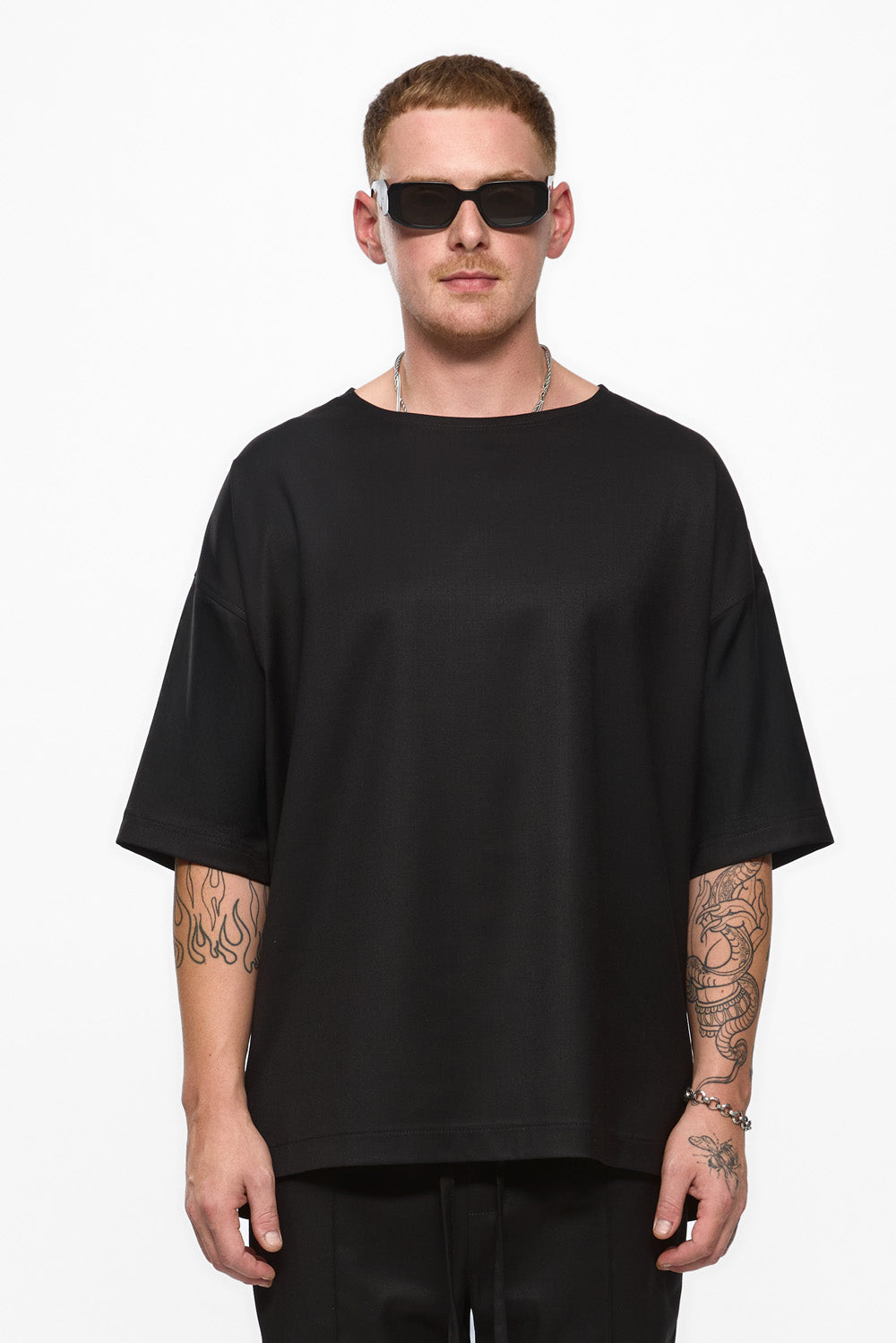 Tricou negru din stofa de barbati Thom. Black cloth Tshirt Thom v2 Hamza
