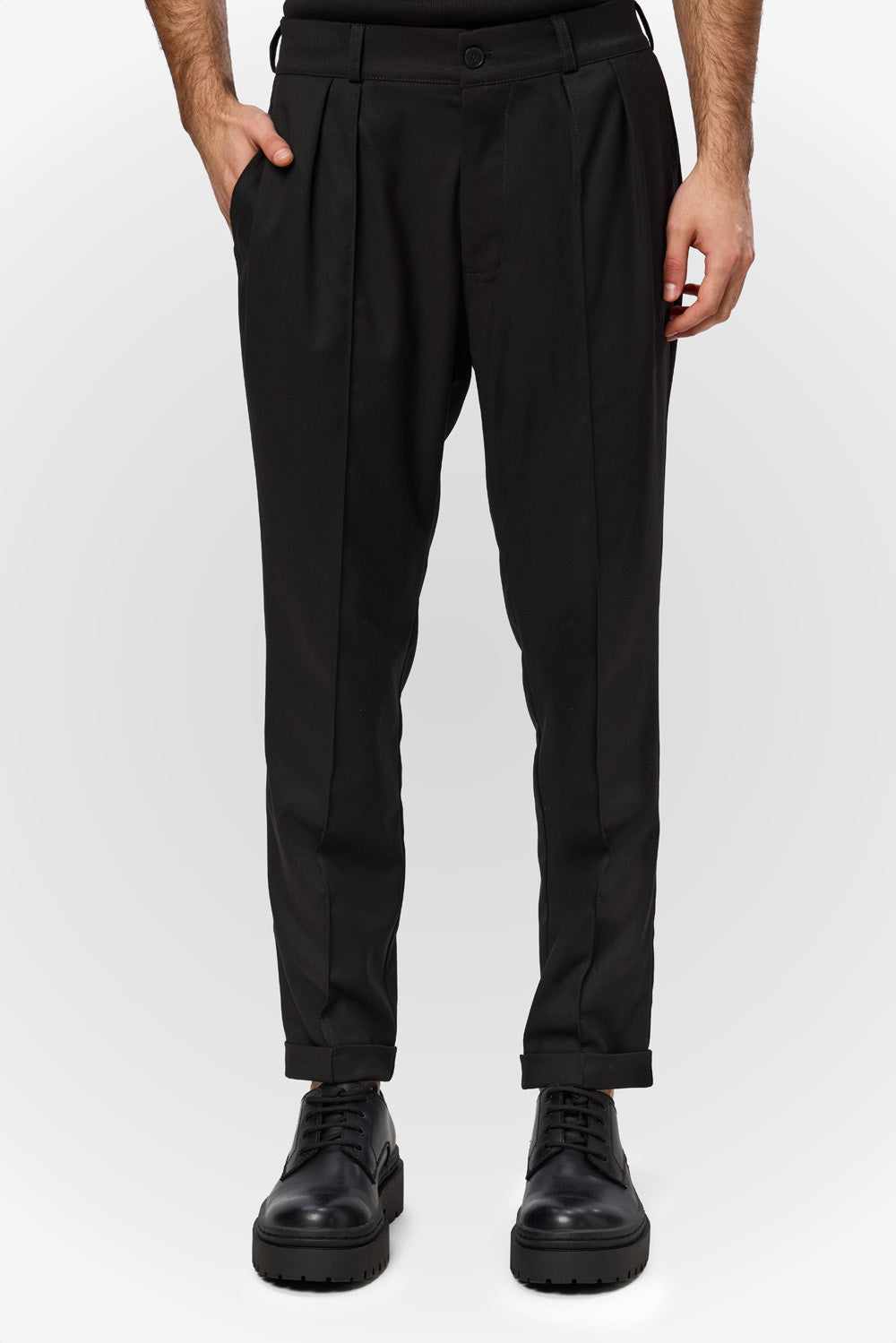 Pantaloni negri din stofa Thom A1