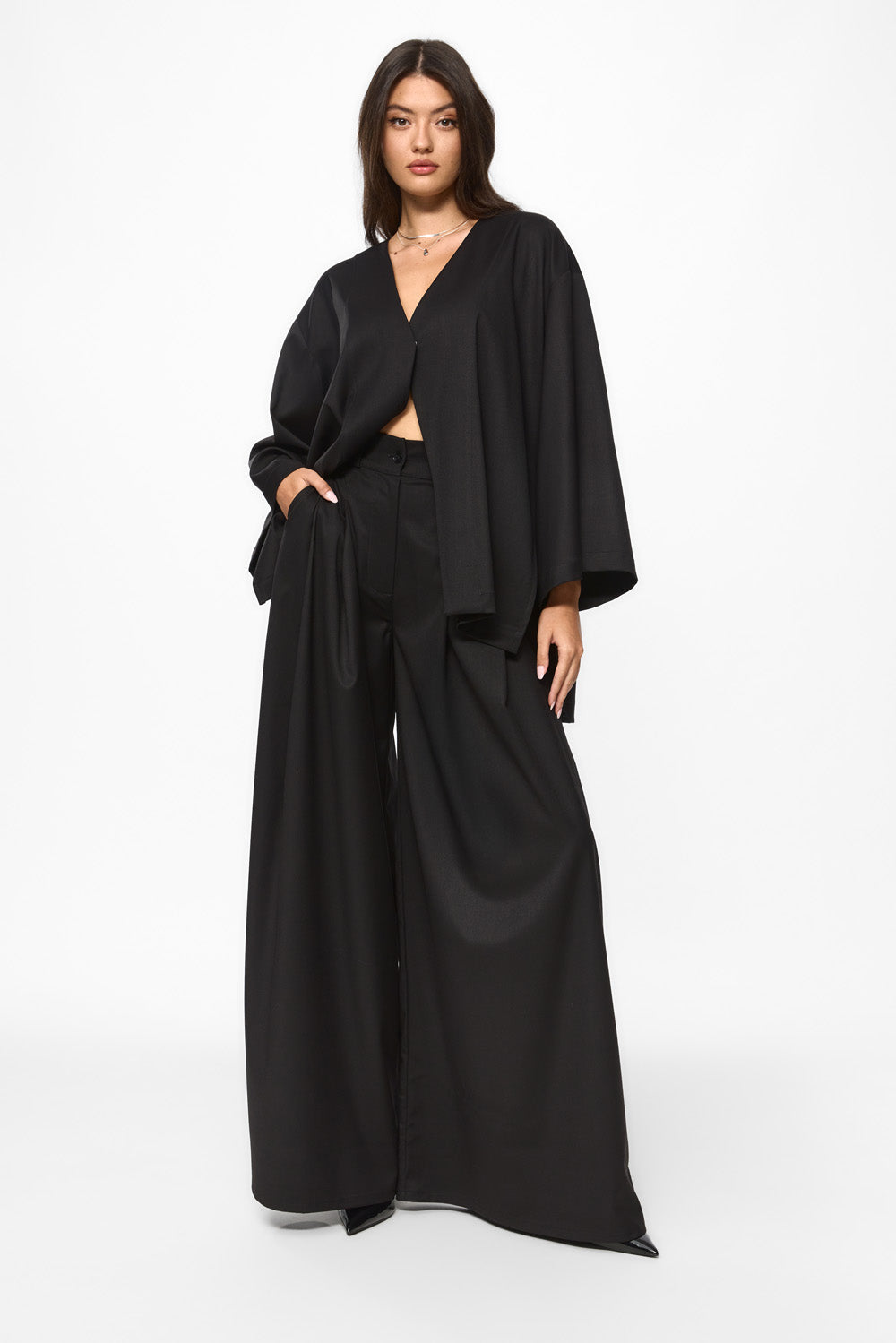 Cardigan negru din stofa Kimi