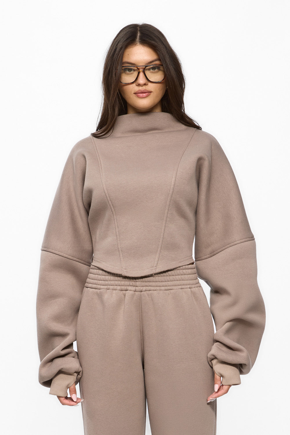Goddess Beige Corset fleece Turtleneck