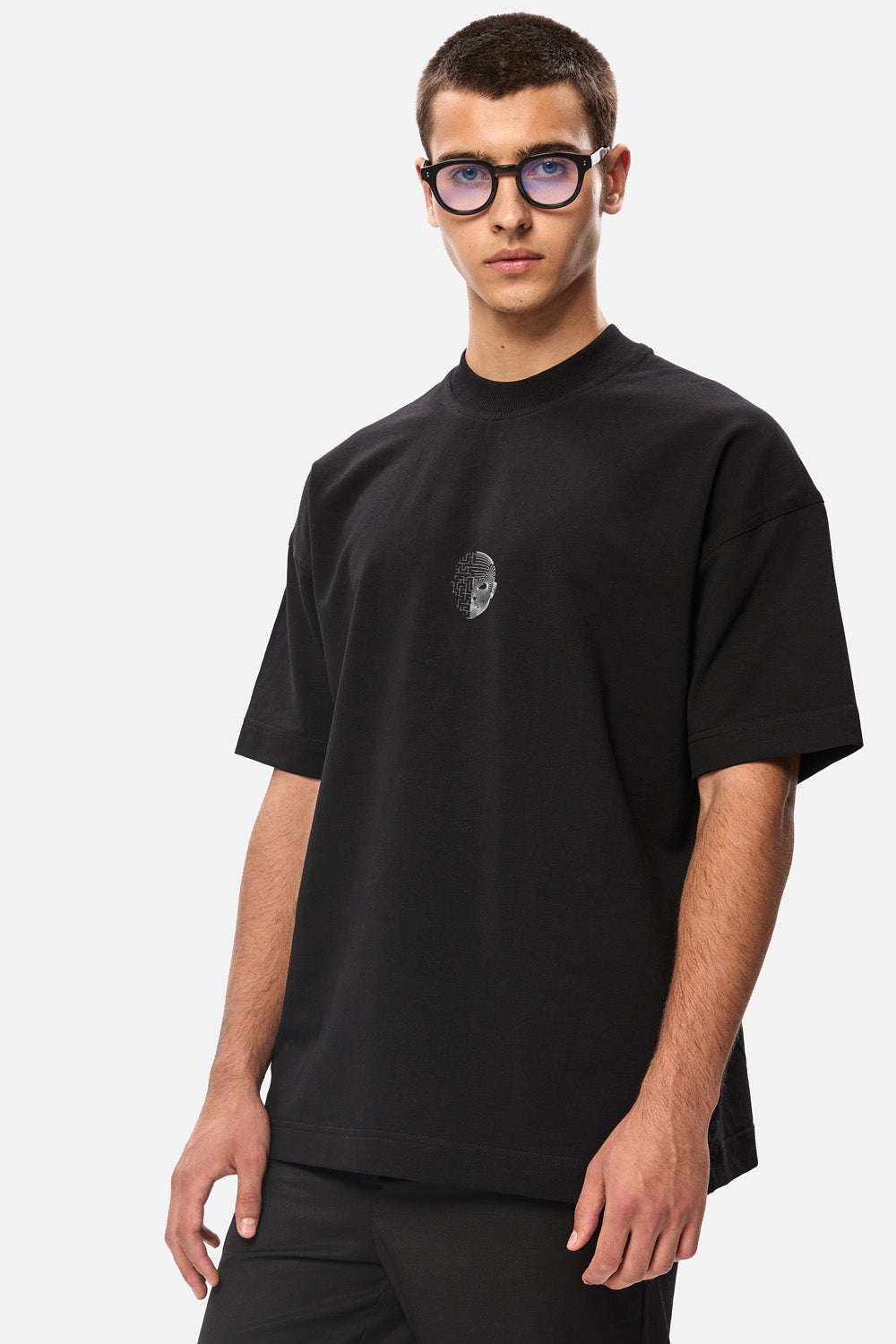 Tricou negru cu imprimeu KARAVAGIO 