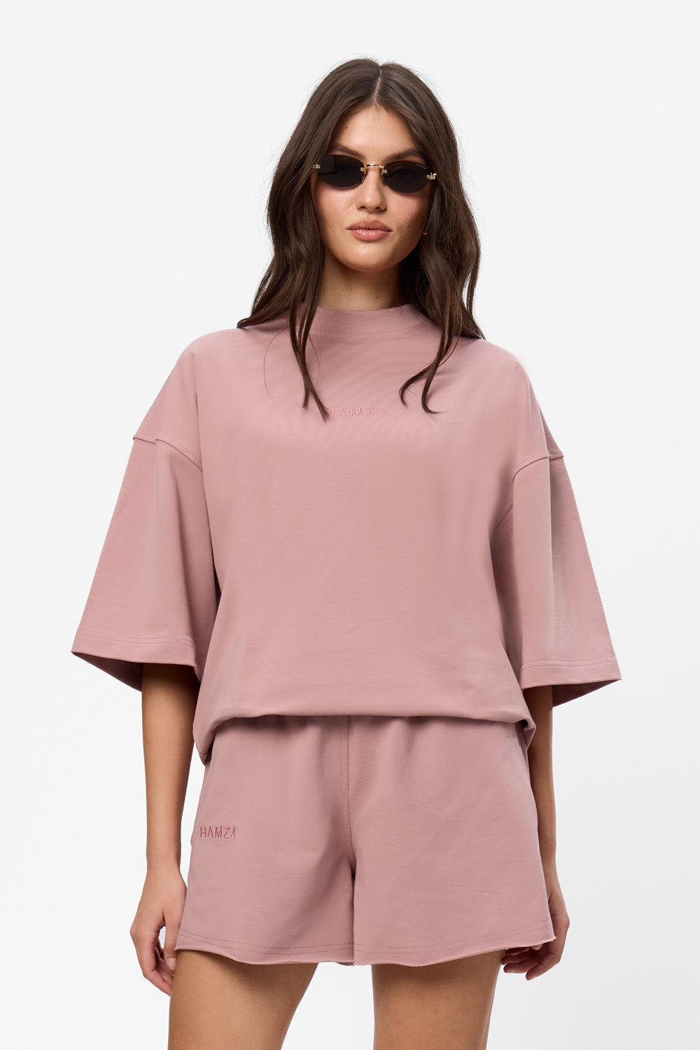 Tricou oversized roz din bumbac Powder Pink