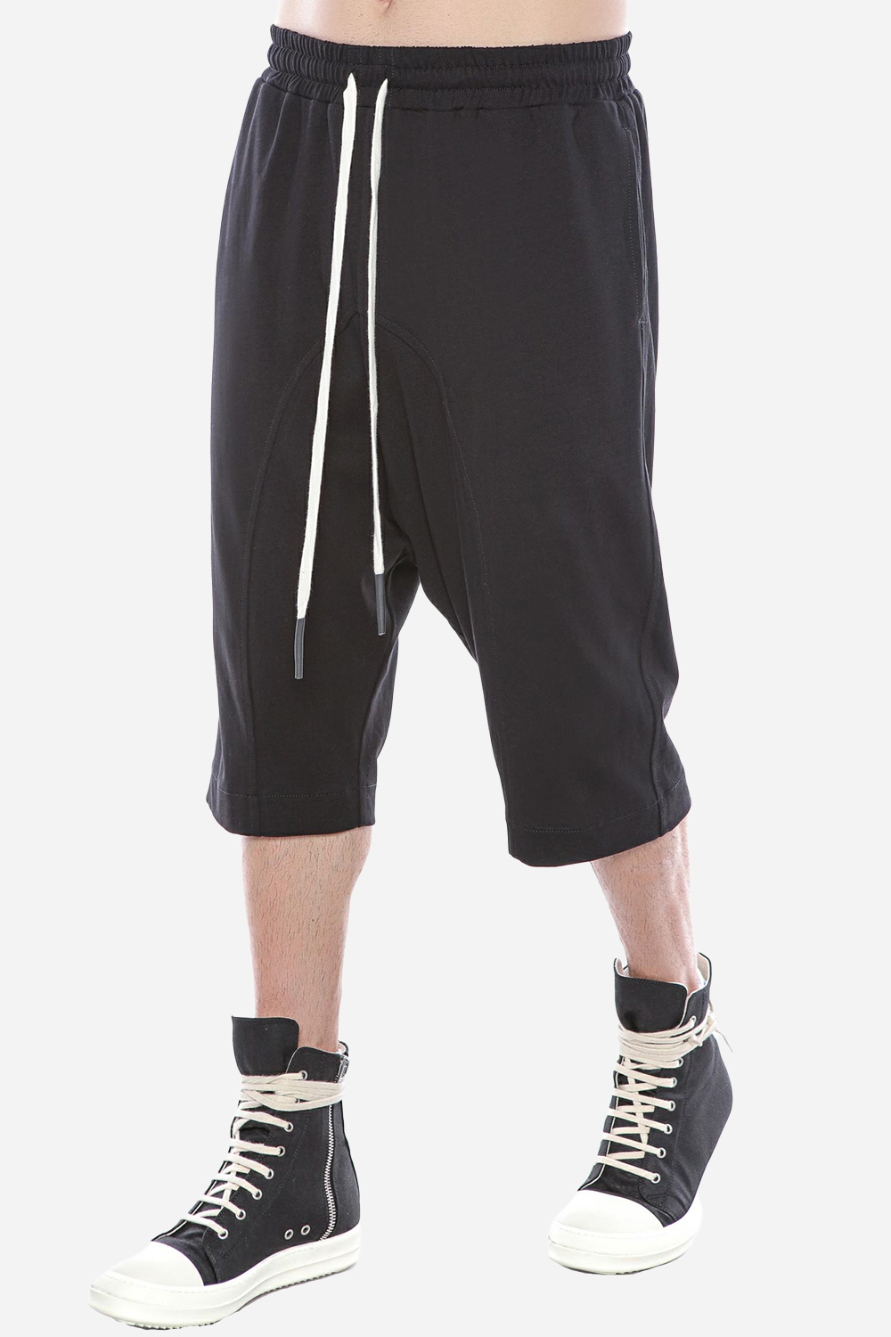 Pantaloni scurți din bumbac Ryk cu tur lasat | Bărbați | Negru | Stil Modern & Elegant | Confort & Funcționalitate | Atelier Hamza