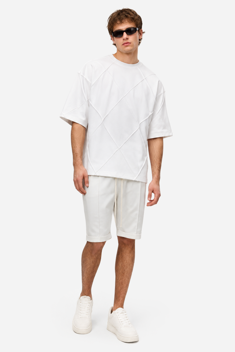 Tricou Off-White oversized cu cusaturi Diamond