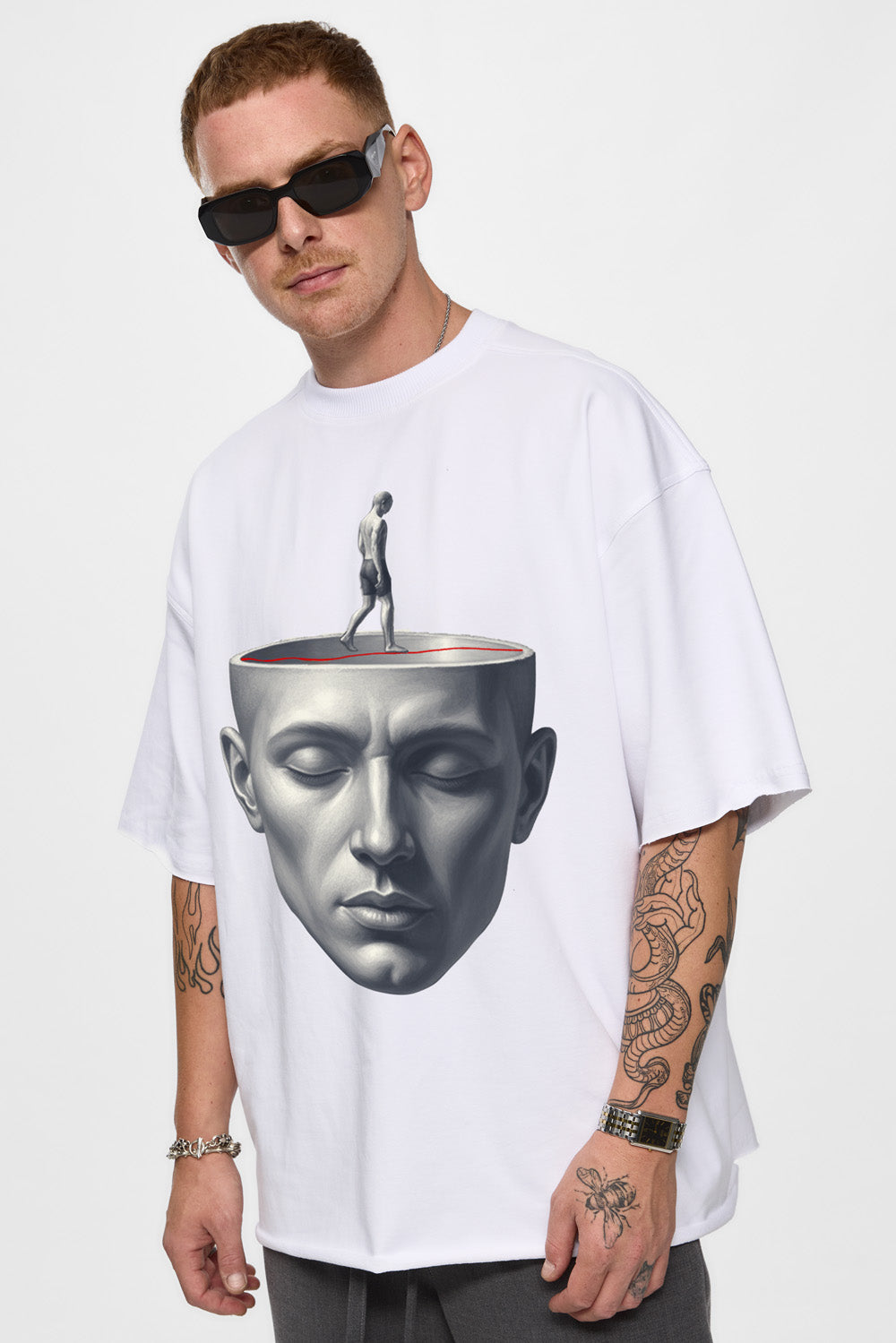 Tricou alb oversized cu imprimeu Serenity