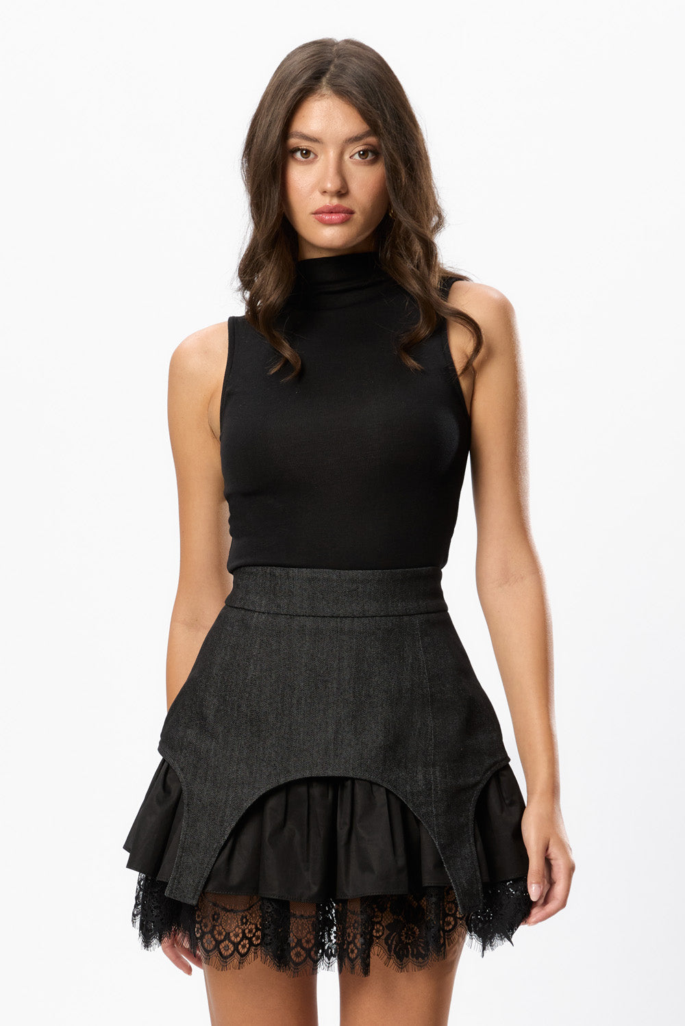 Fustă din Denim Albastru Black Swan 