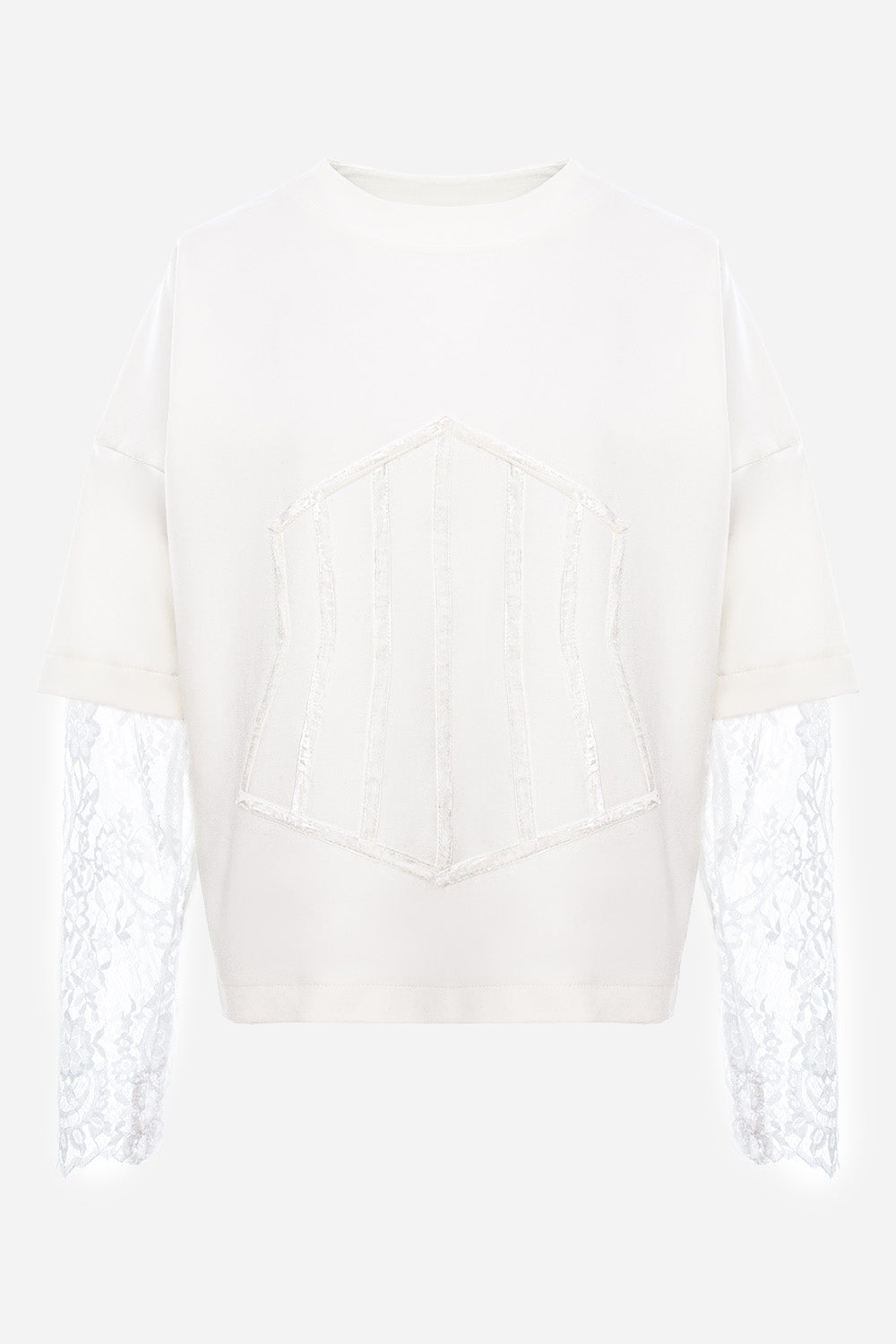 Venice off-white Top with lace sleeves
