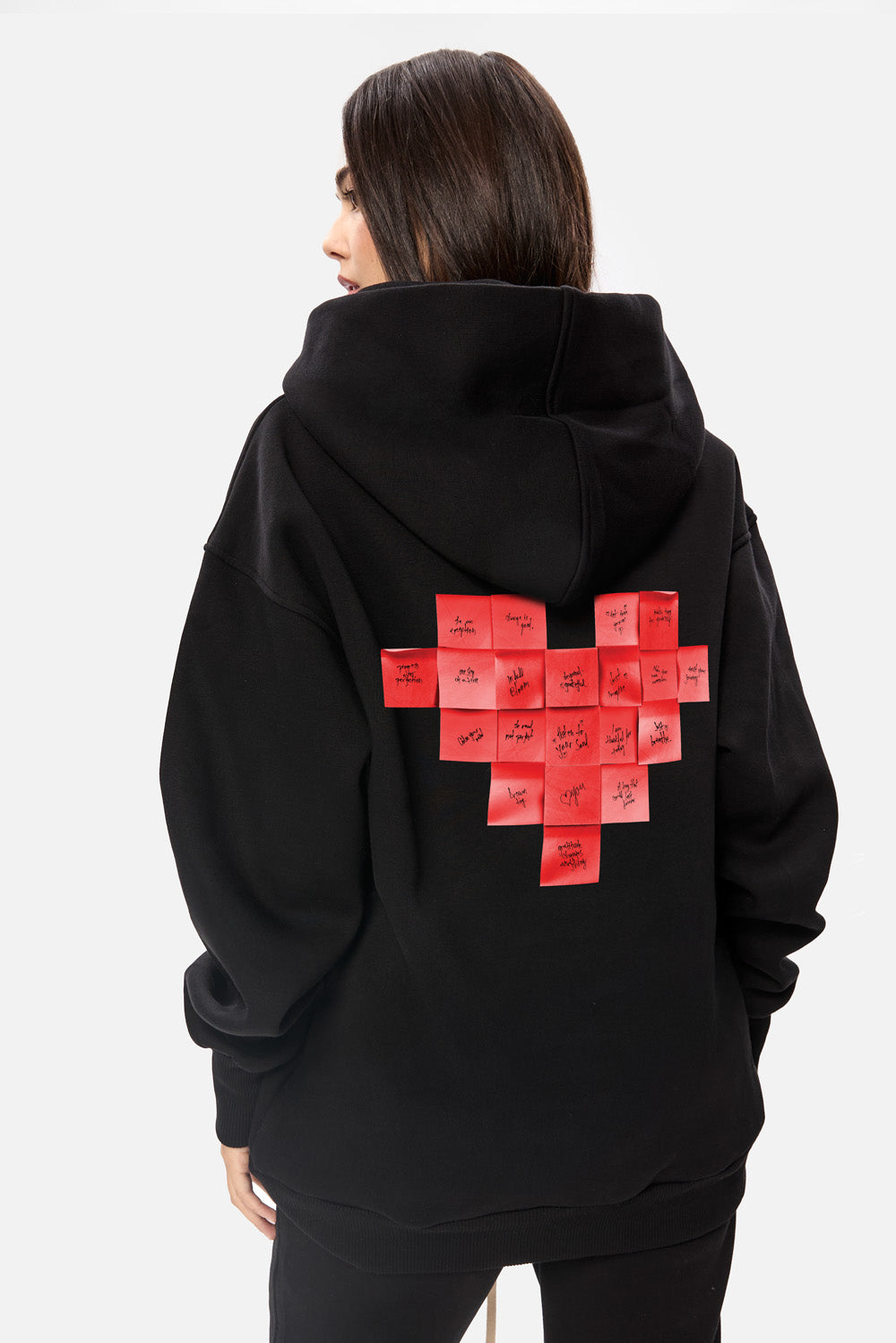Heart Post Printed Hoodie | Women | Black | Modern and Elegant Style | Comfort and Functionality | Atelier Hamza