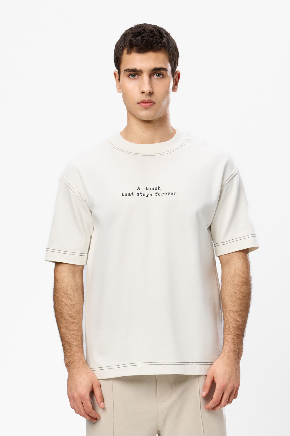 Tricou Off-White cu imprimeu A Touch Forever