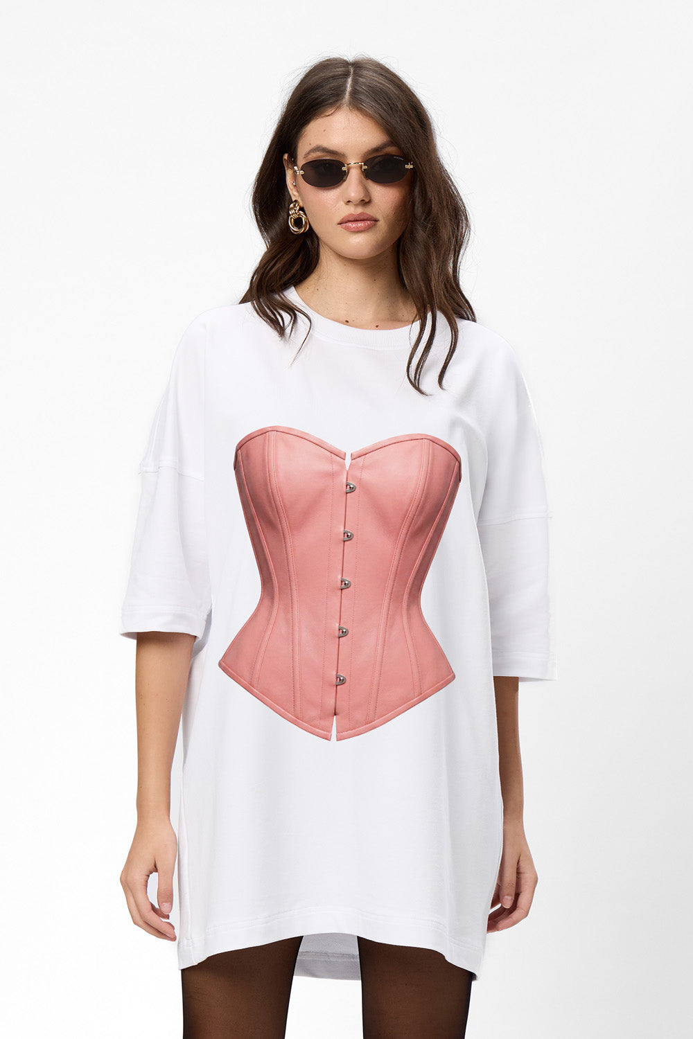 Rochie alba cu imprimeu Illusion