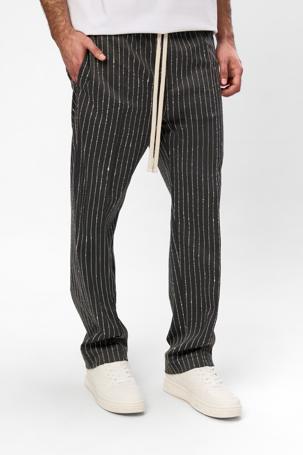 247 grey striped cloth pants