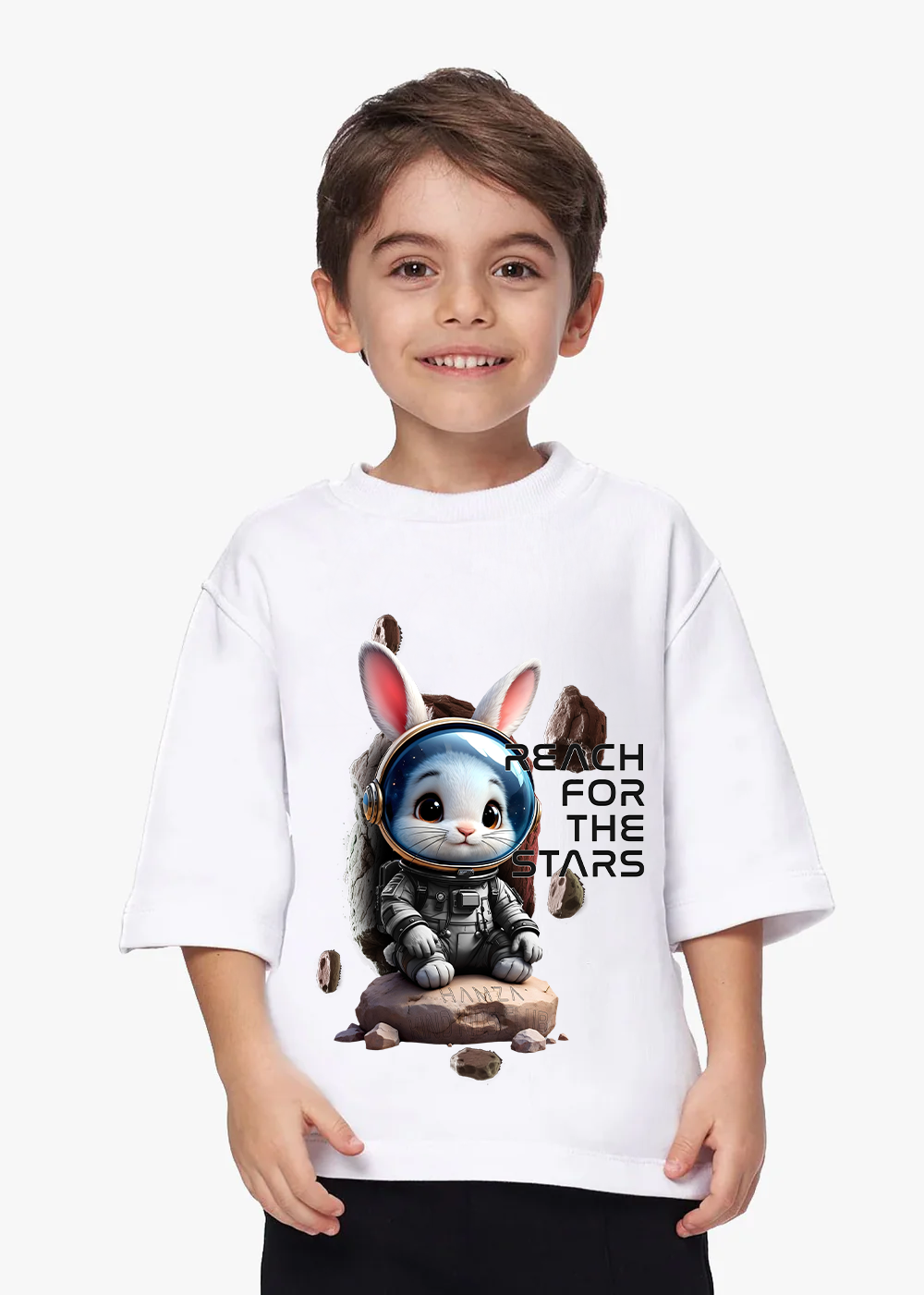 Tricou negru din bumbac cu imprimeu Stars