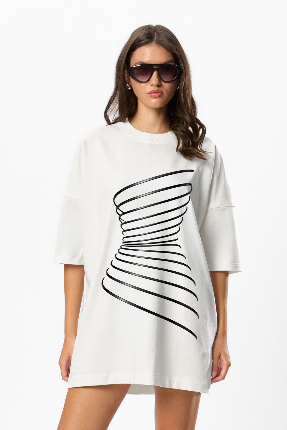 Rochie Off White cu imprimeu Sirena