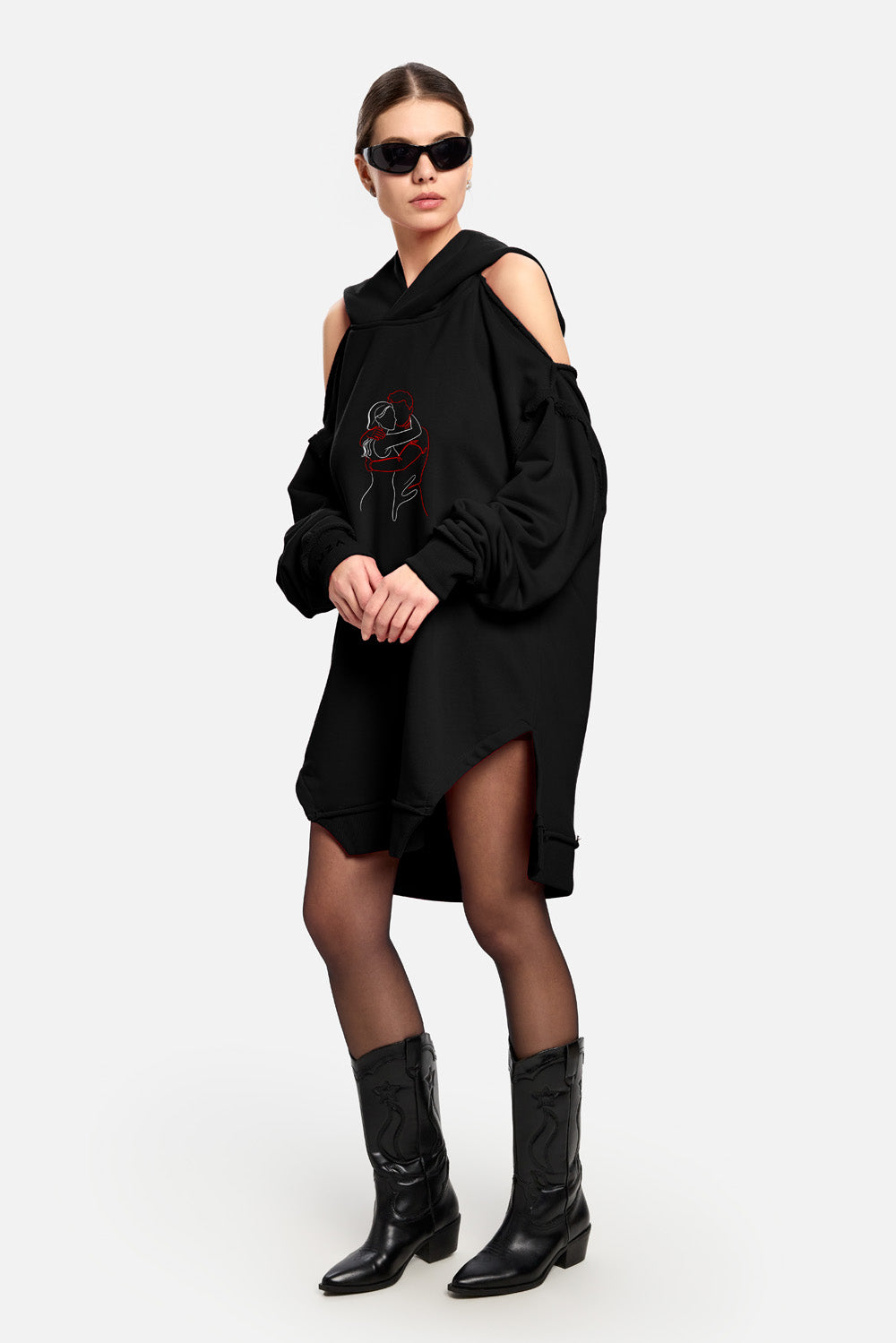 Hanorac-Rochie negru FRAGILE V2