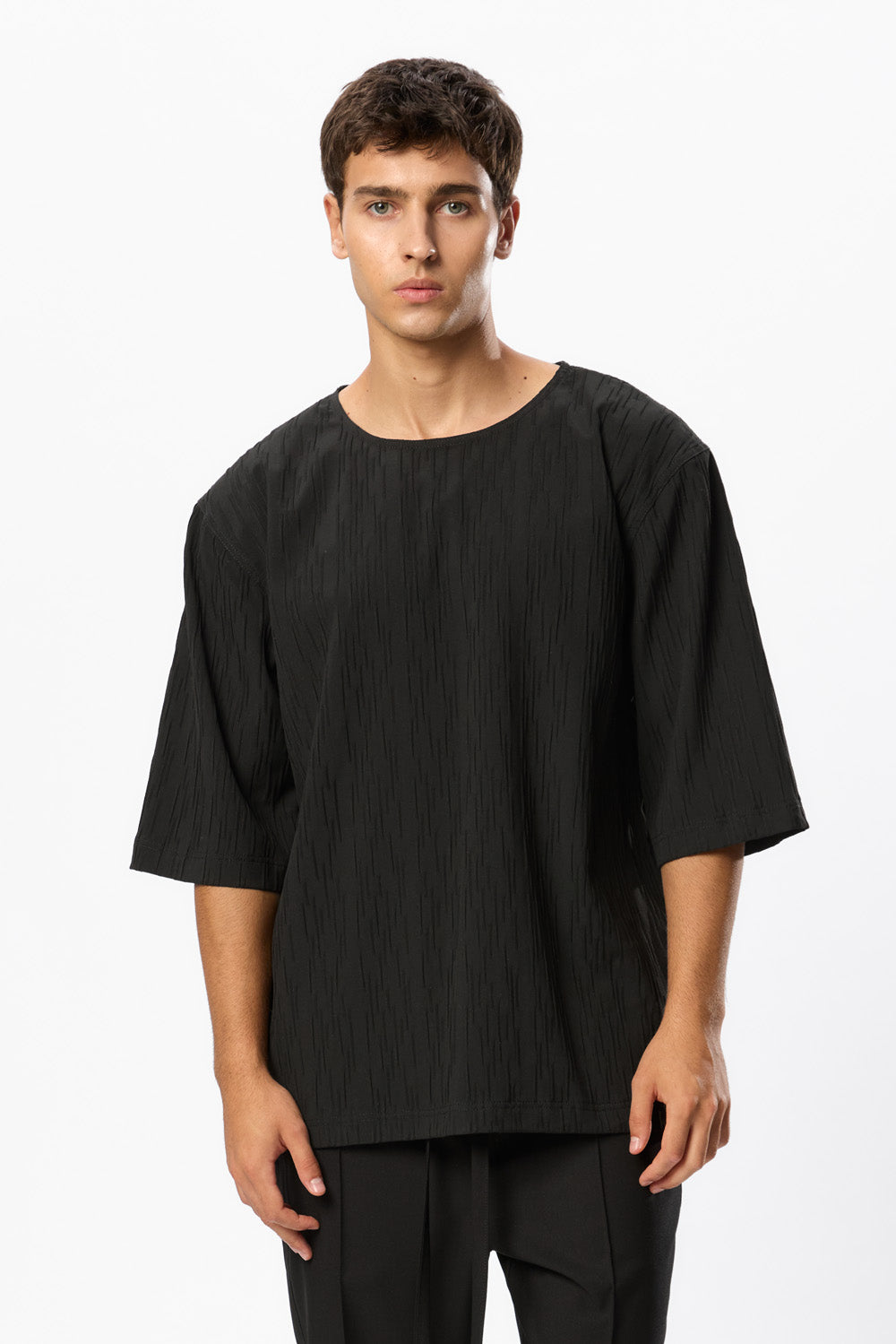 Tricou negru texturat Thom