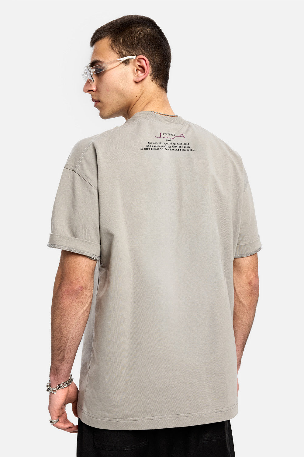 Tricou gri cu imprimeu Ginza