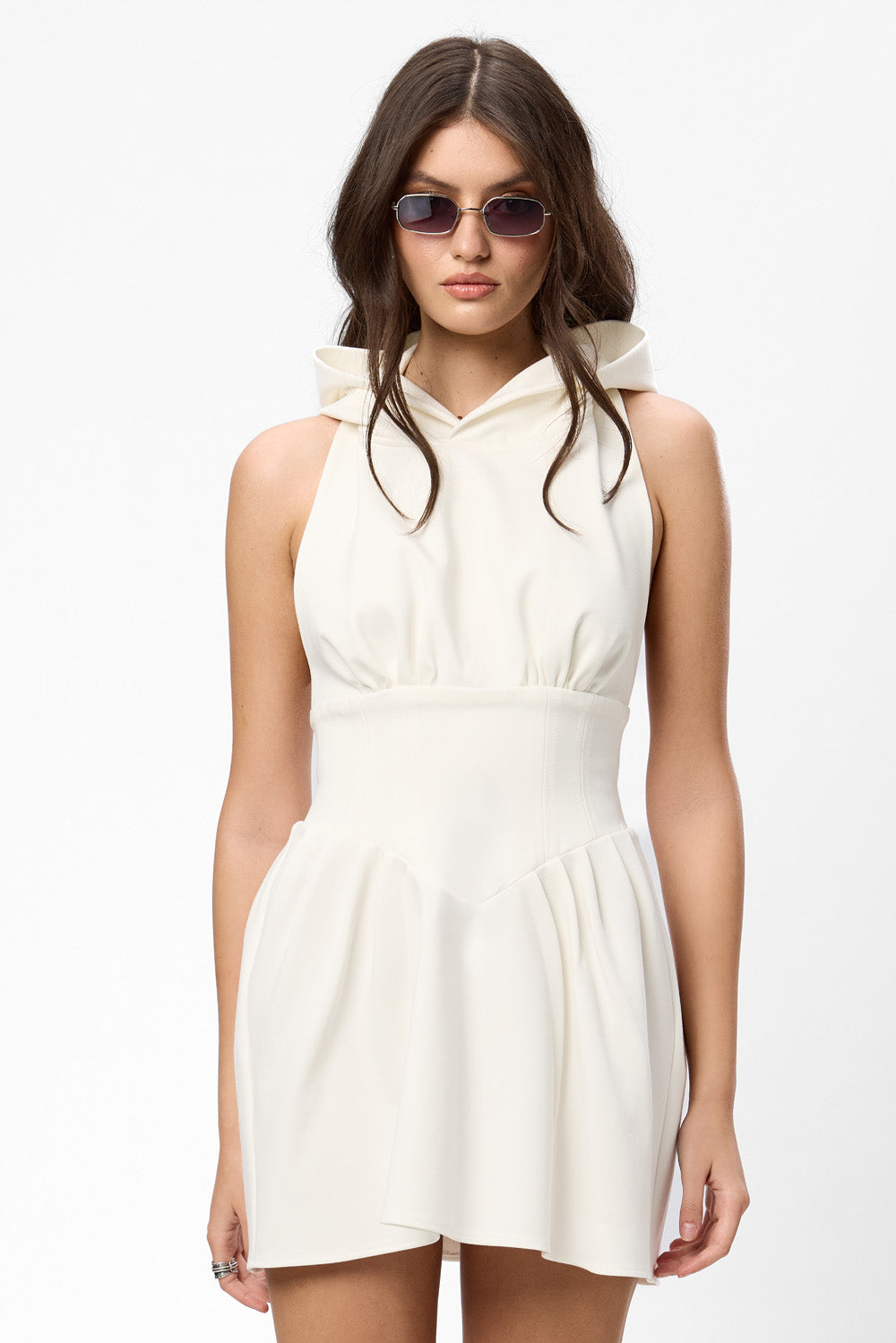 Franci Riana Off-White Hoodie-Dress