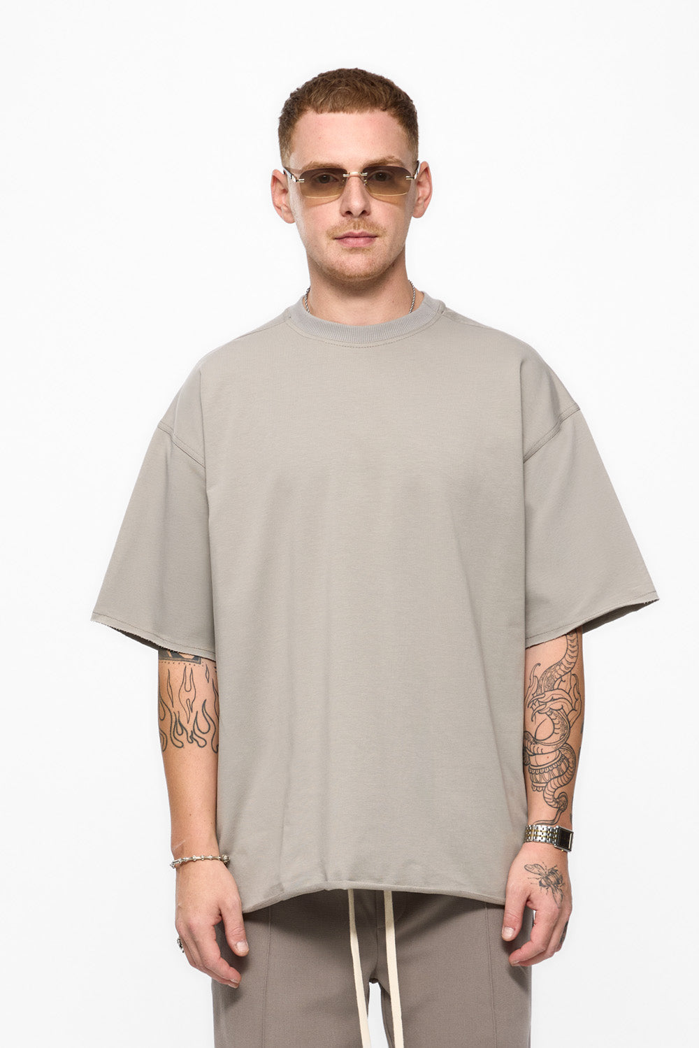 Tricou gri de barbati Oversized. Grey Oversized Tshirt for men Hamza