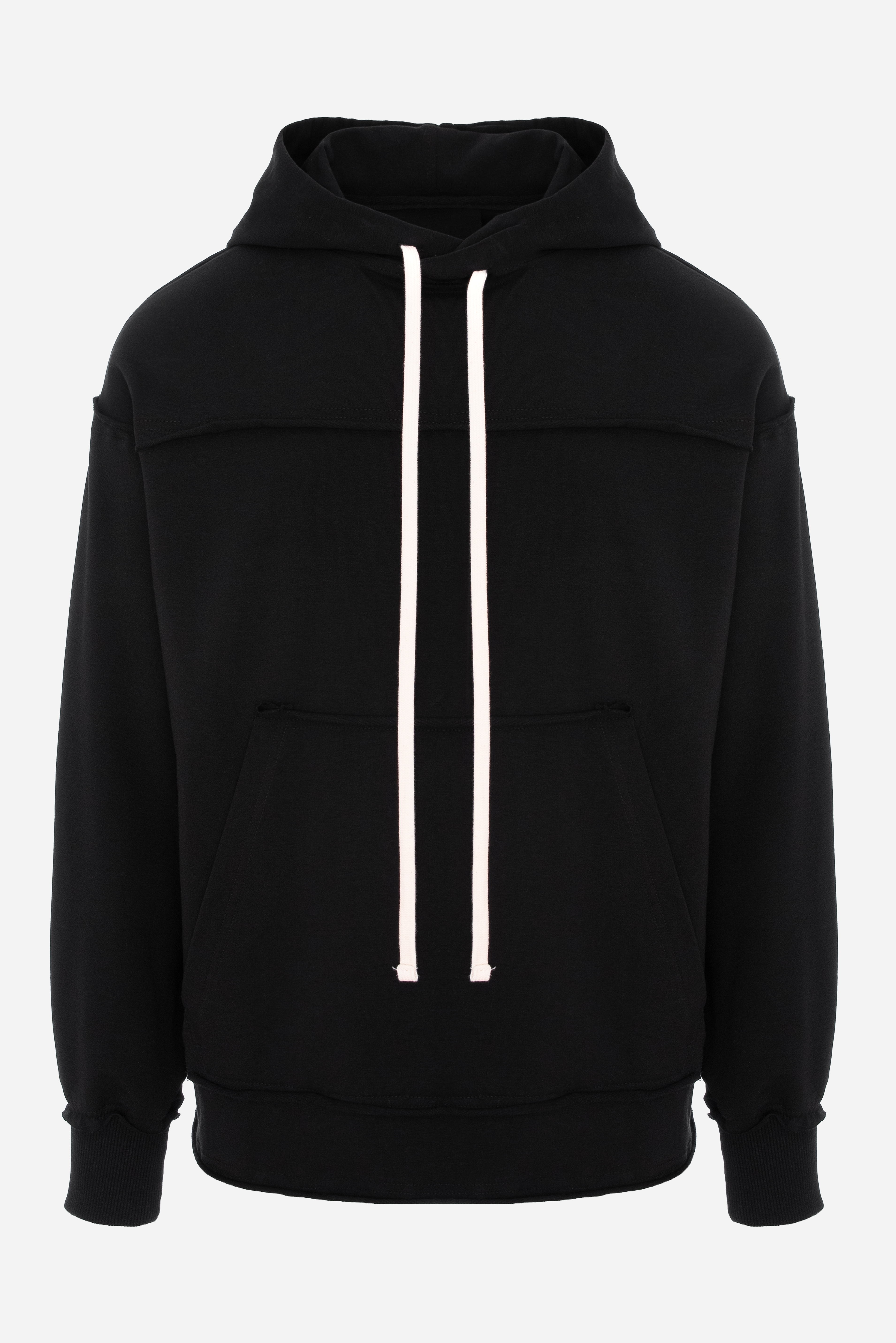 Crudo 2.0  Black Unfinished edges Hoodie