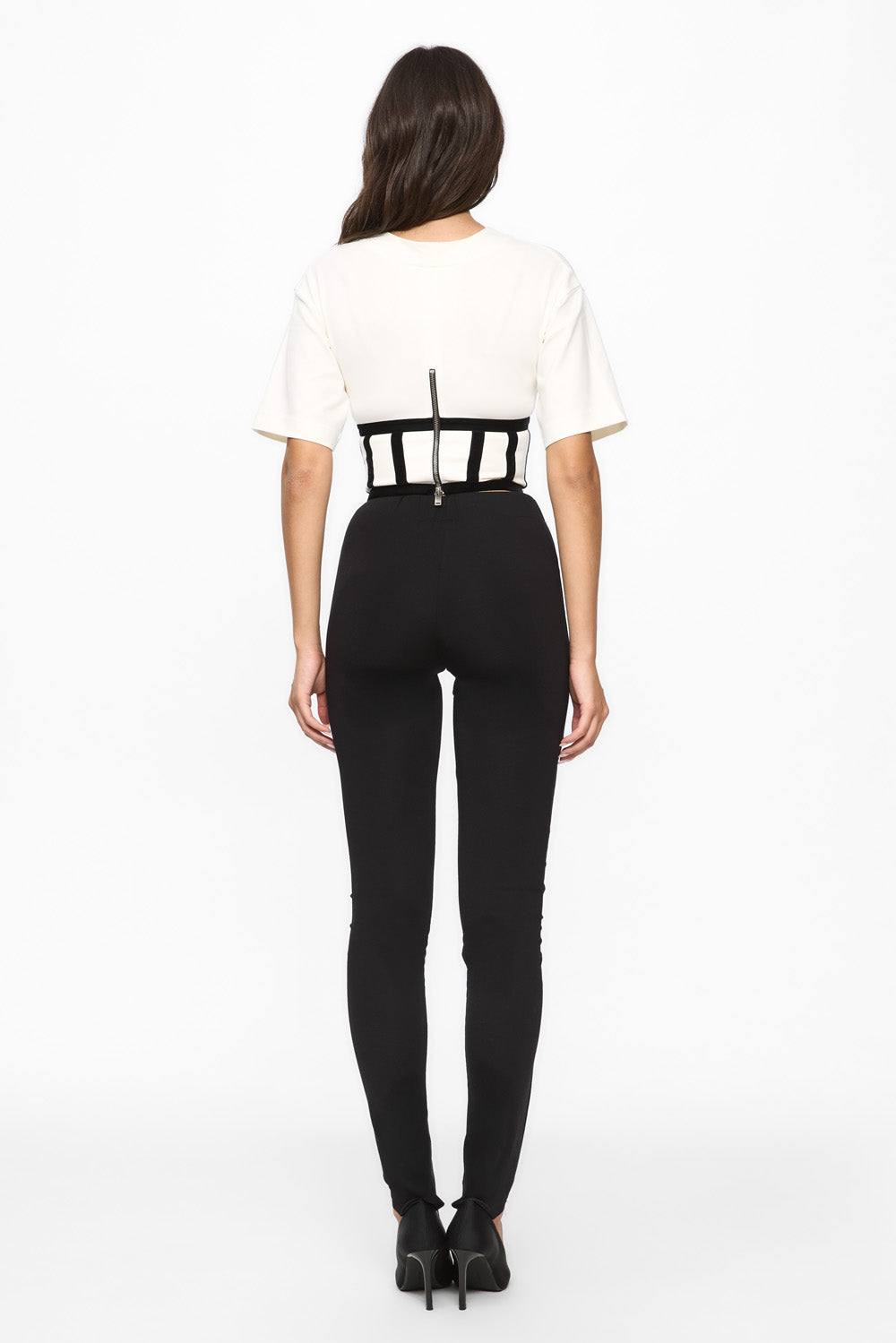 Marsilia Off-White Corset Velvet Top