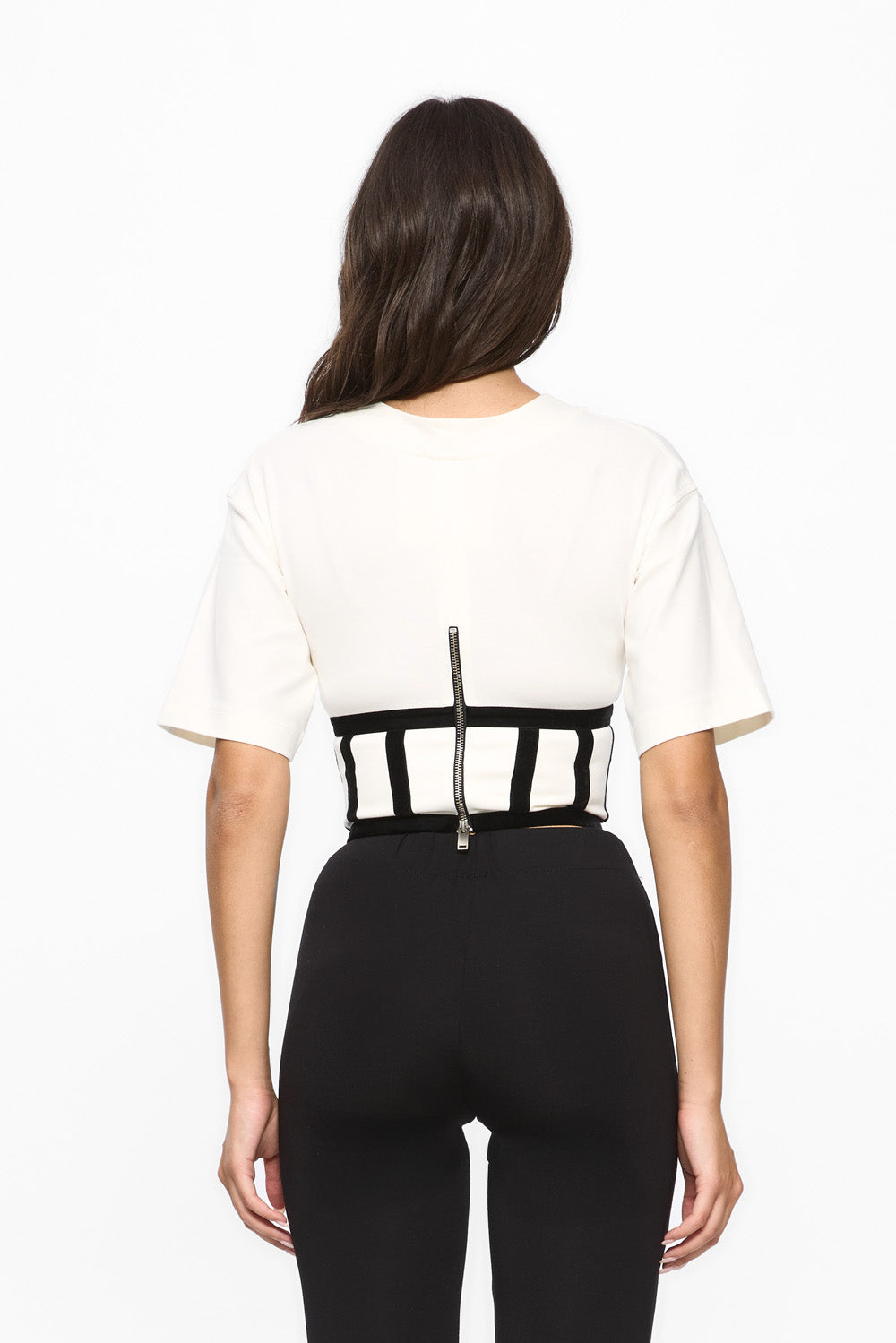 Marsilia Off-White Corset Velvet Top