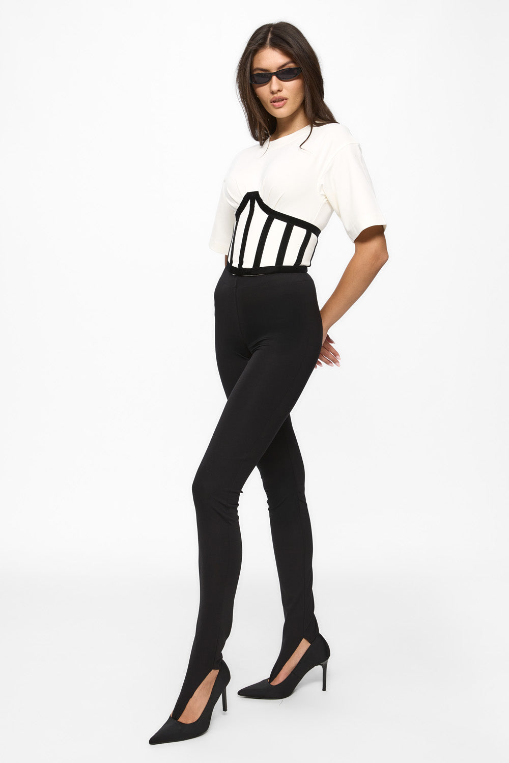 Marsilia Off-White Corset Velvet Top