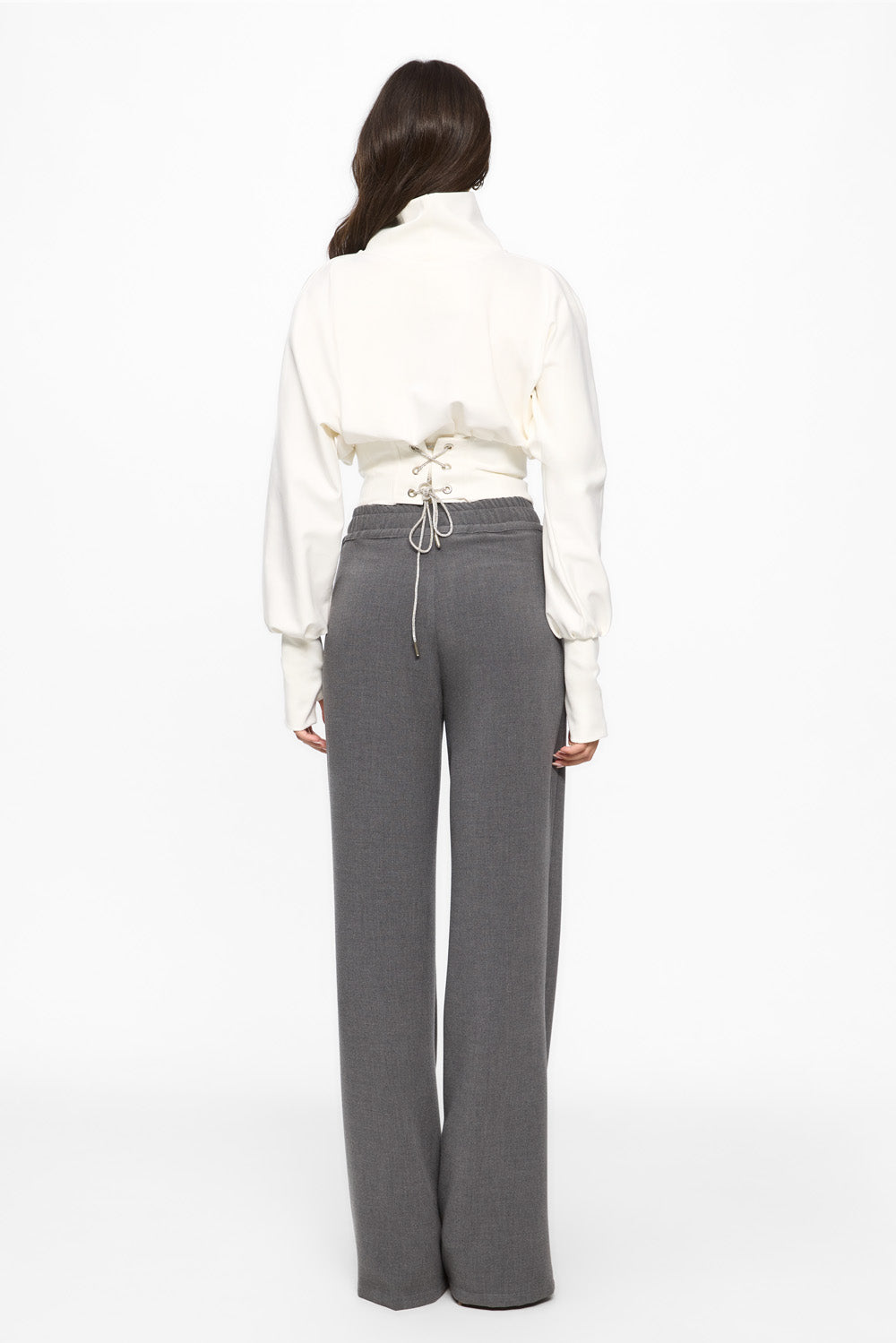 Top off-white cu detalii corset și șnur din cristale Nice