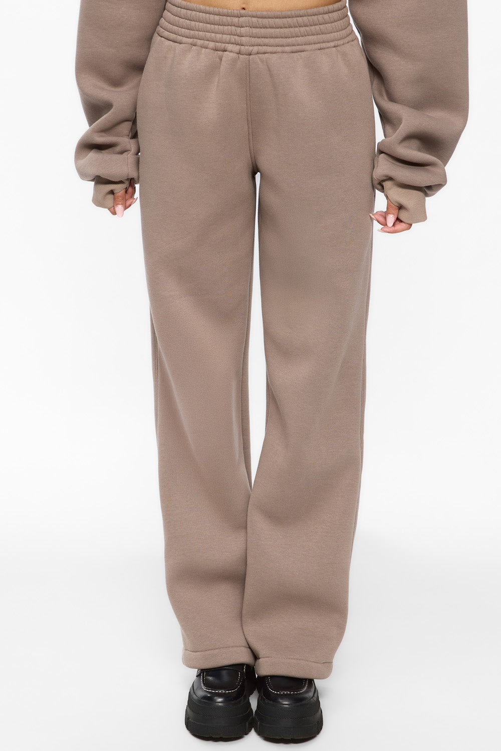 Goddess  Beige Flared fleece Pants