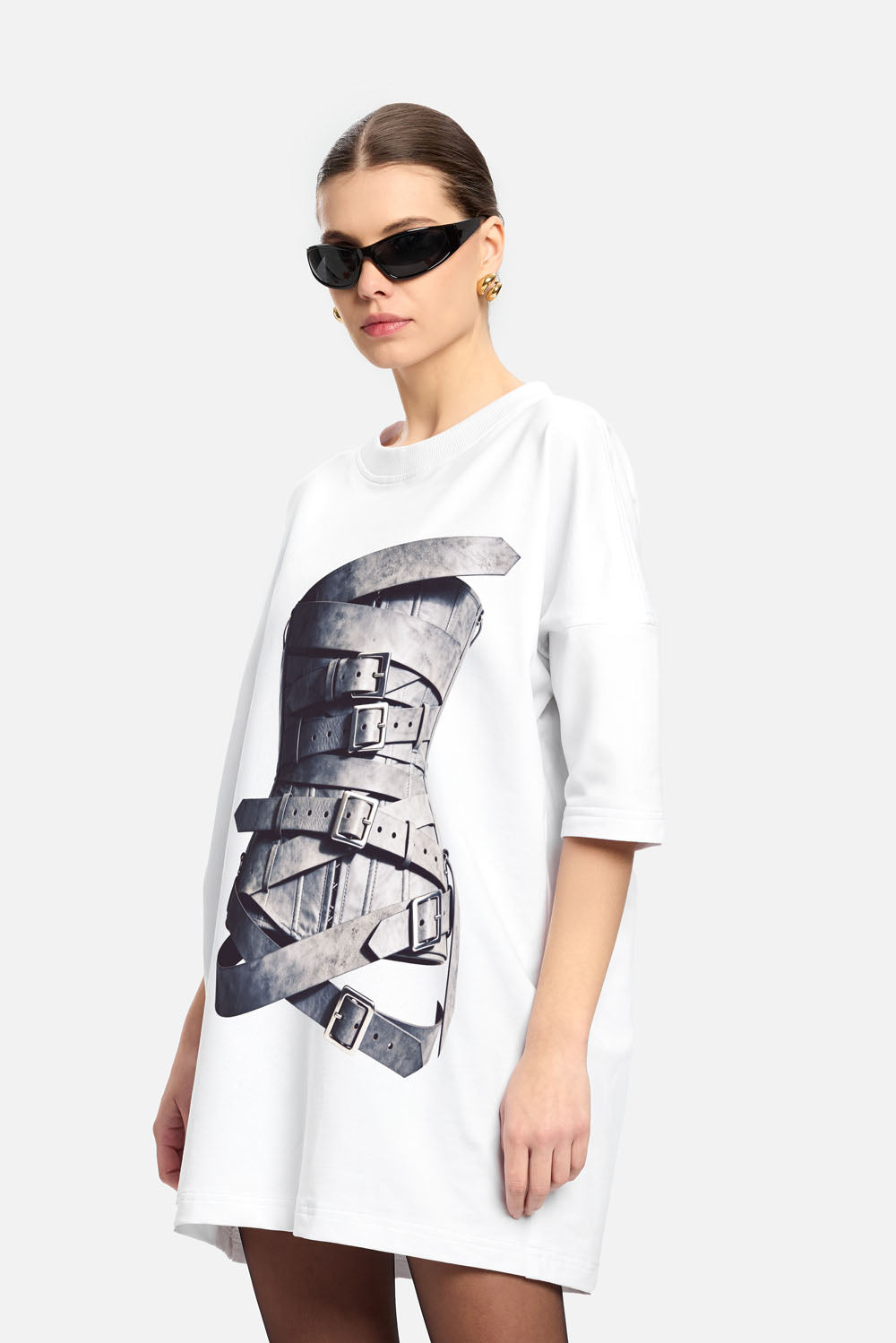 Rochie neagra cu imprimeu Silver Belt 