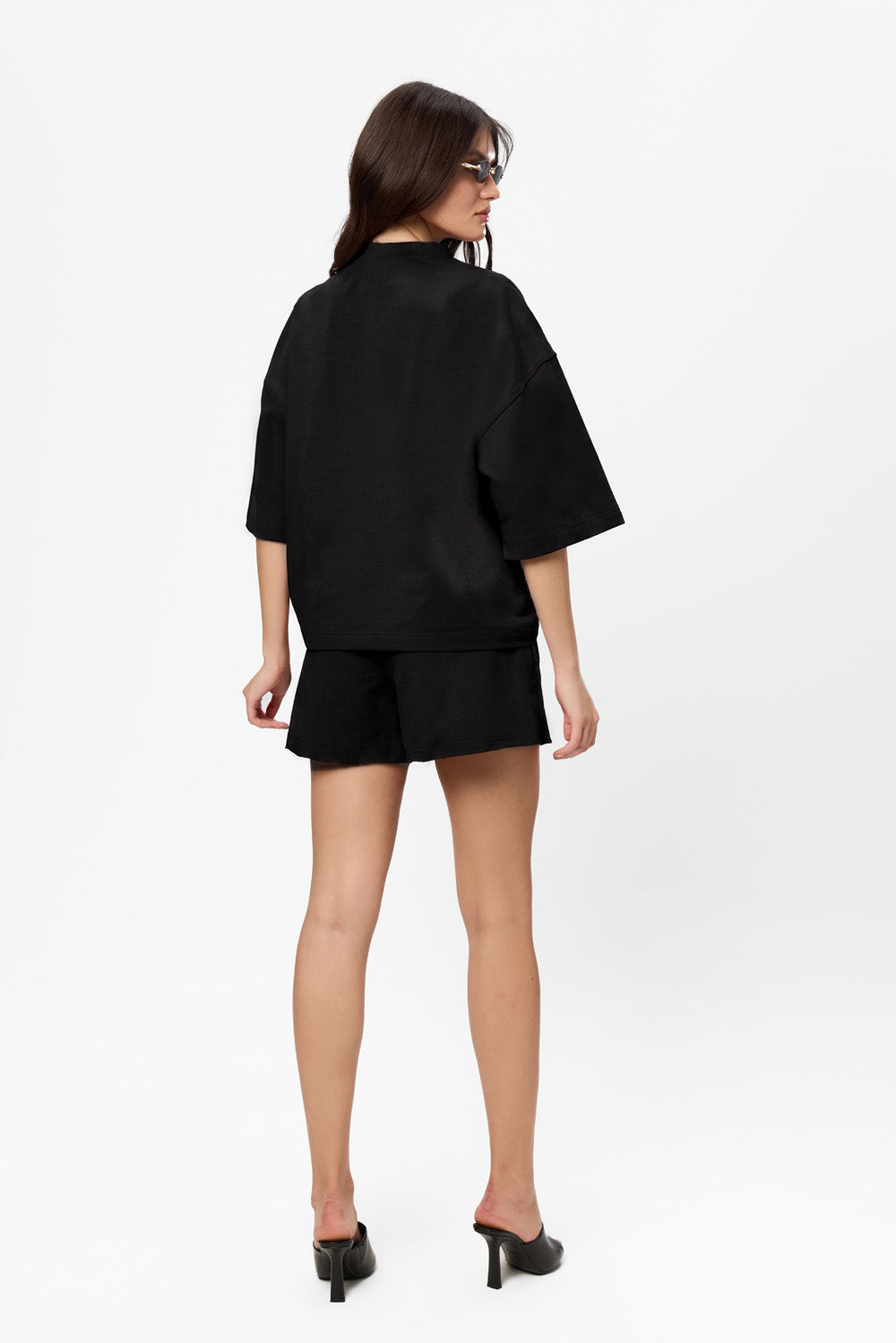 Tricou oversized negru din bumbac Midnight