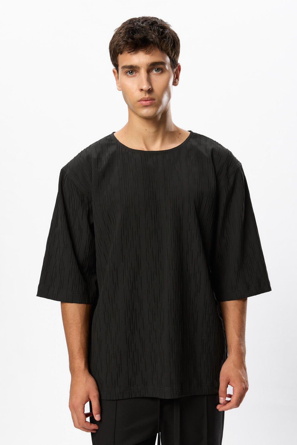 Tricou negru texturat Thom