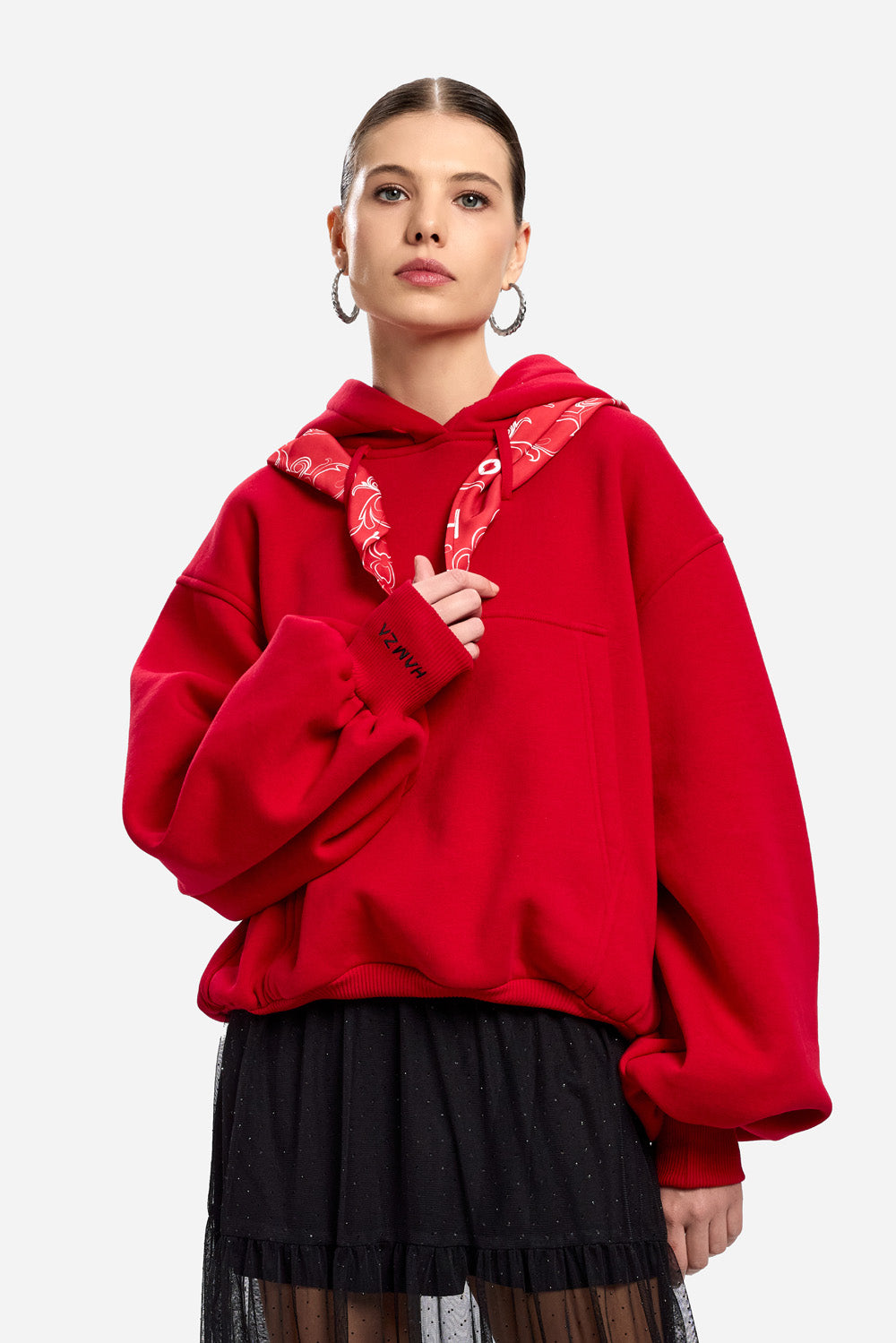 Scarlett red fleece Hoodie w