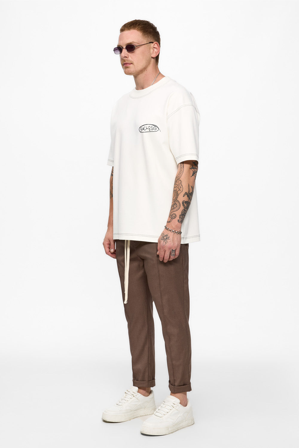 Tricou Off-White cu imprimeu Success 2.0 - Hamza