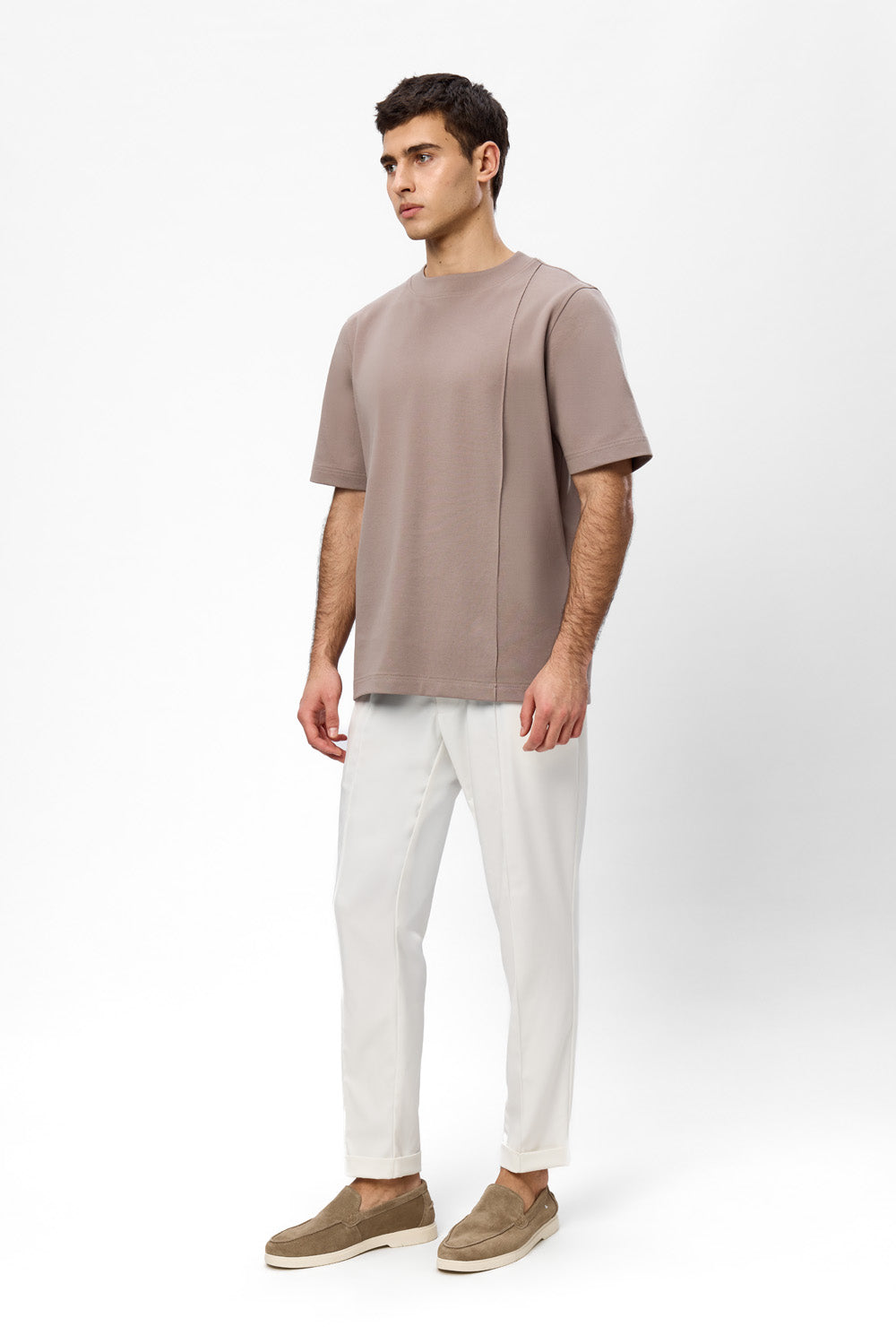 Khan V2 beige seam detail T-shirt