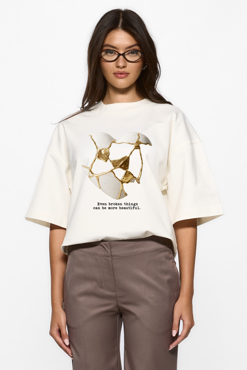 Tricou off-white cu imprimeu Kint