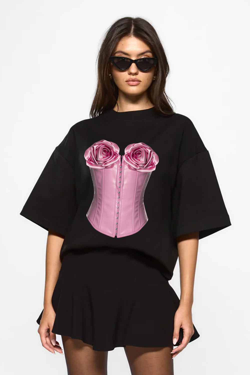 Tricou negru cu imprimeu Charmante V2