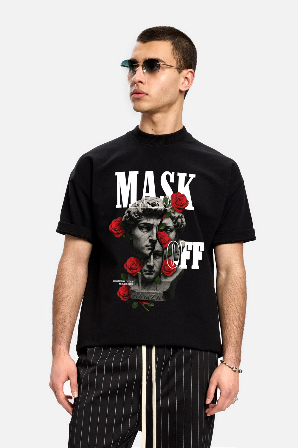 Tricou cu imprimeu Mask Off| Barbati | Negru | Stil Modern & Elegant | Confort & Funcționalitate | Atelier Hamza