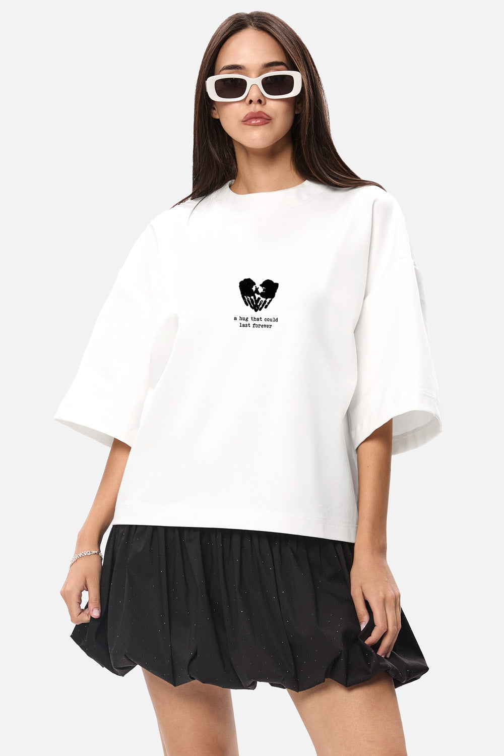 Tricou off-white cu imprimeu Hands