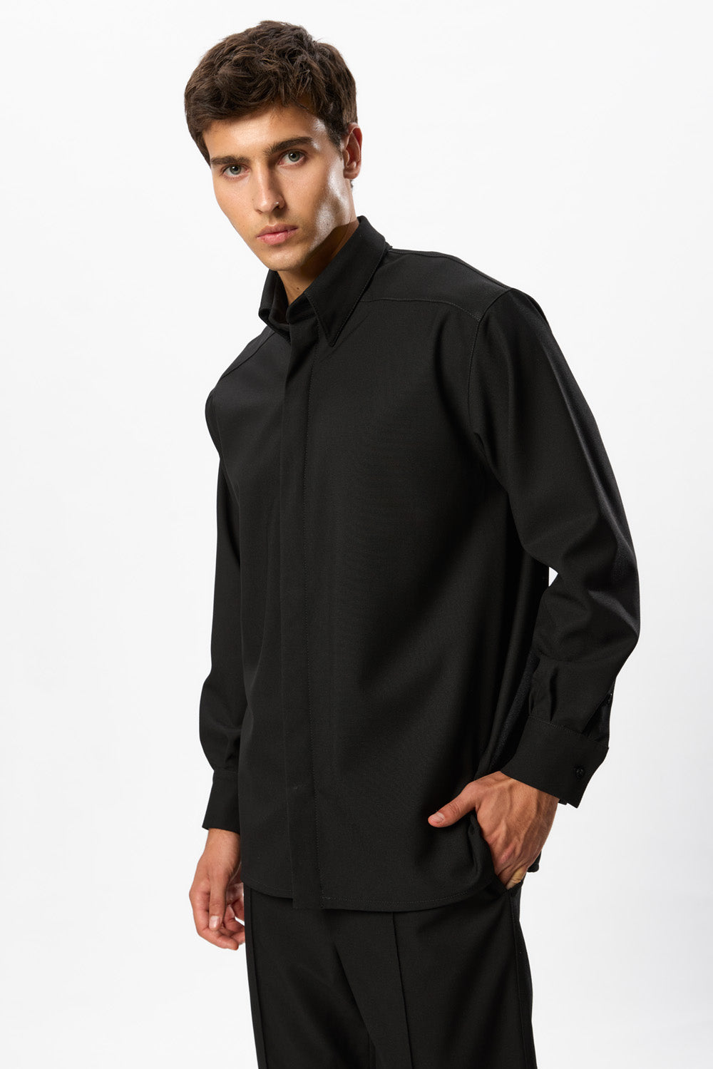 247 Black Wool Blend Shirt
