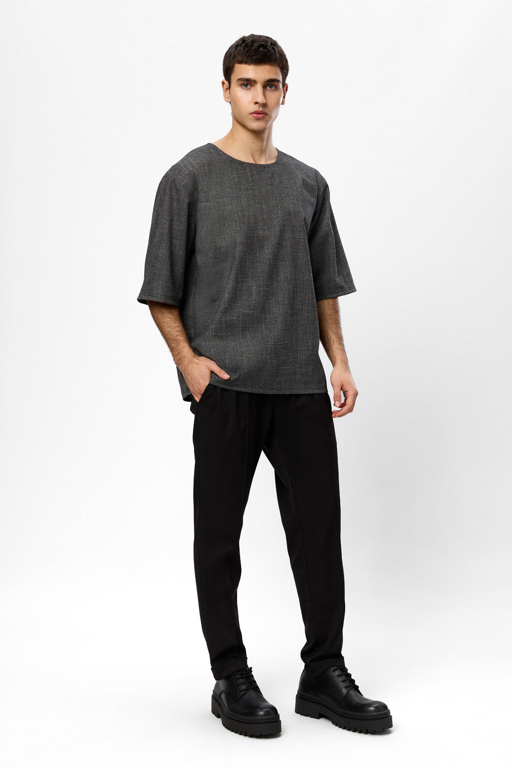 Thom black melange cloth T-shirt