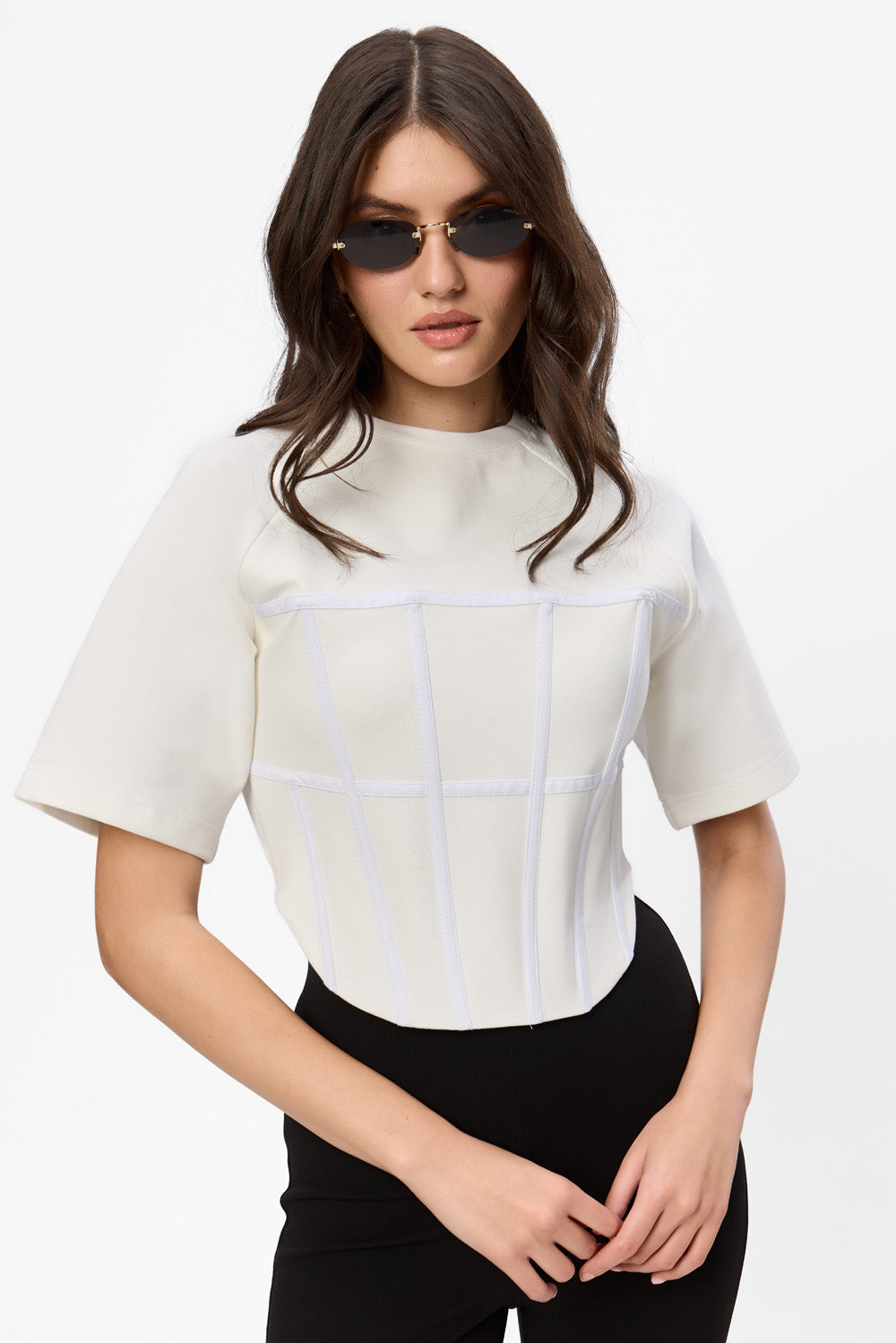 Top negru cu corset Contour