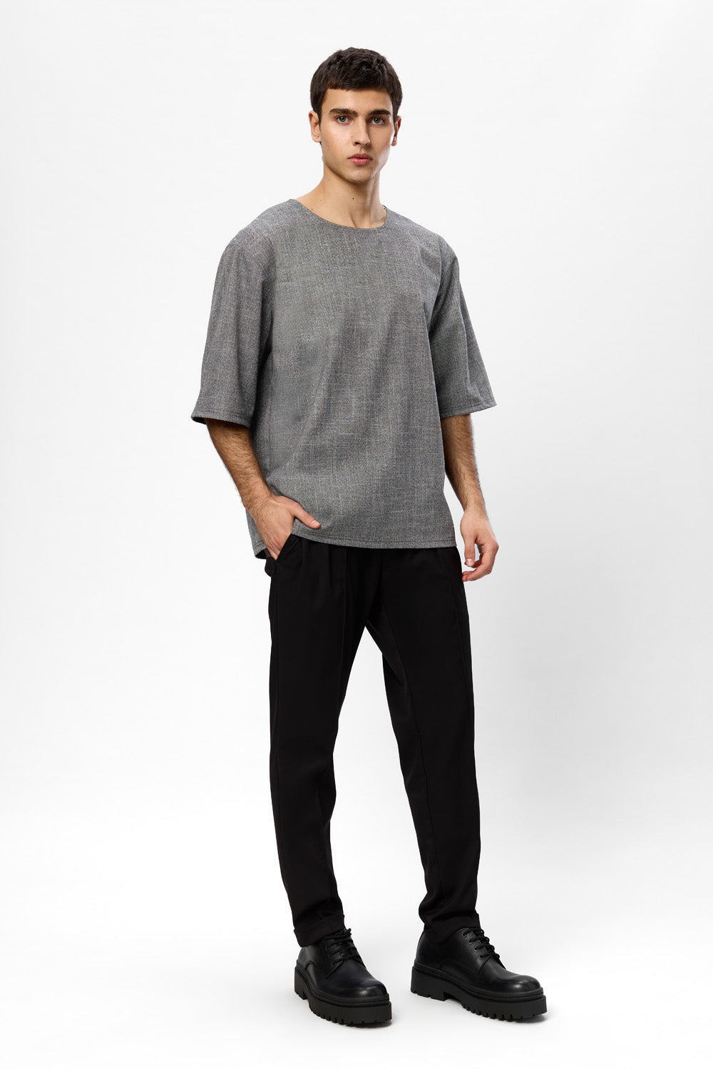 Thom grey melange cloth T-shirt